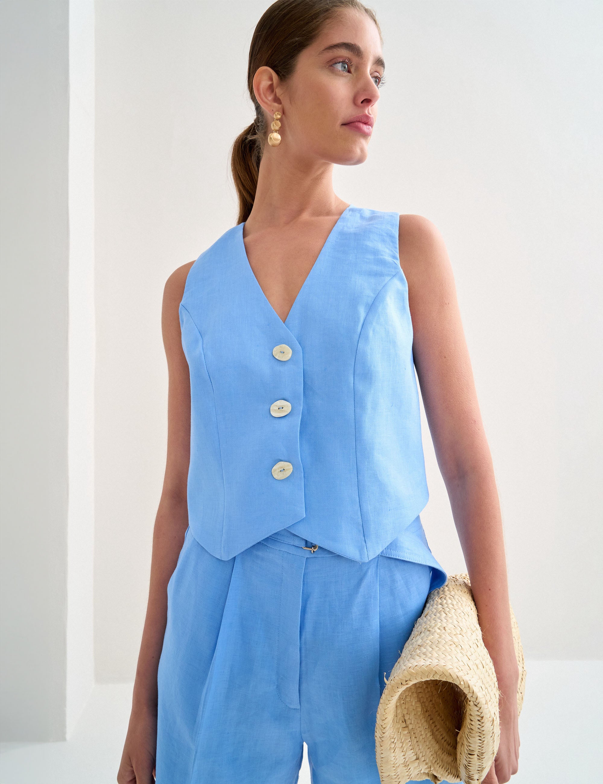 Colete Camille Linho Azul