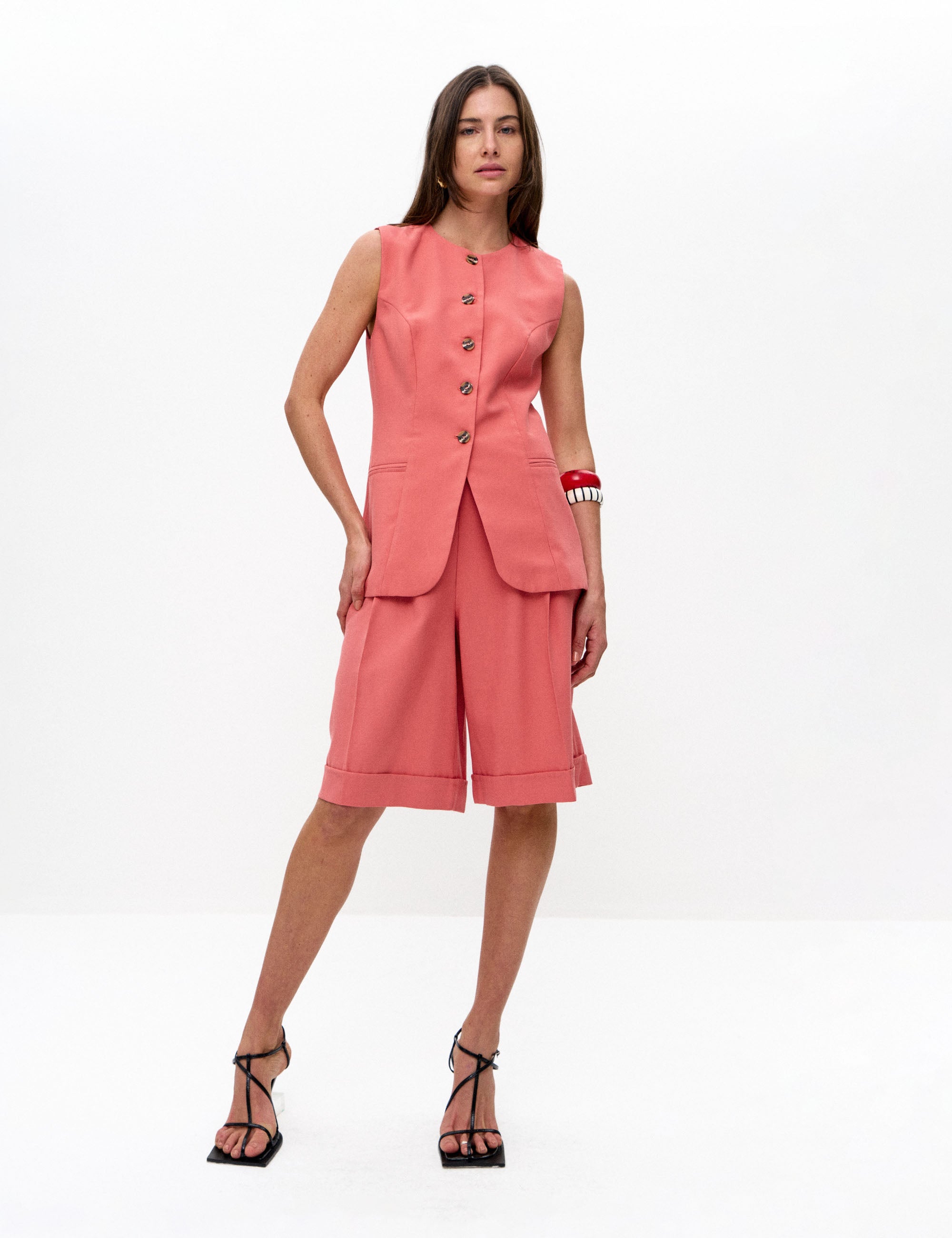 Colete Charlotte Crepe Manga Rosa