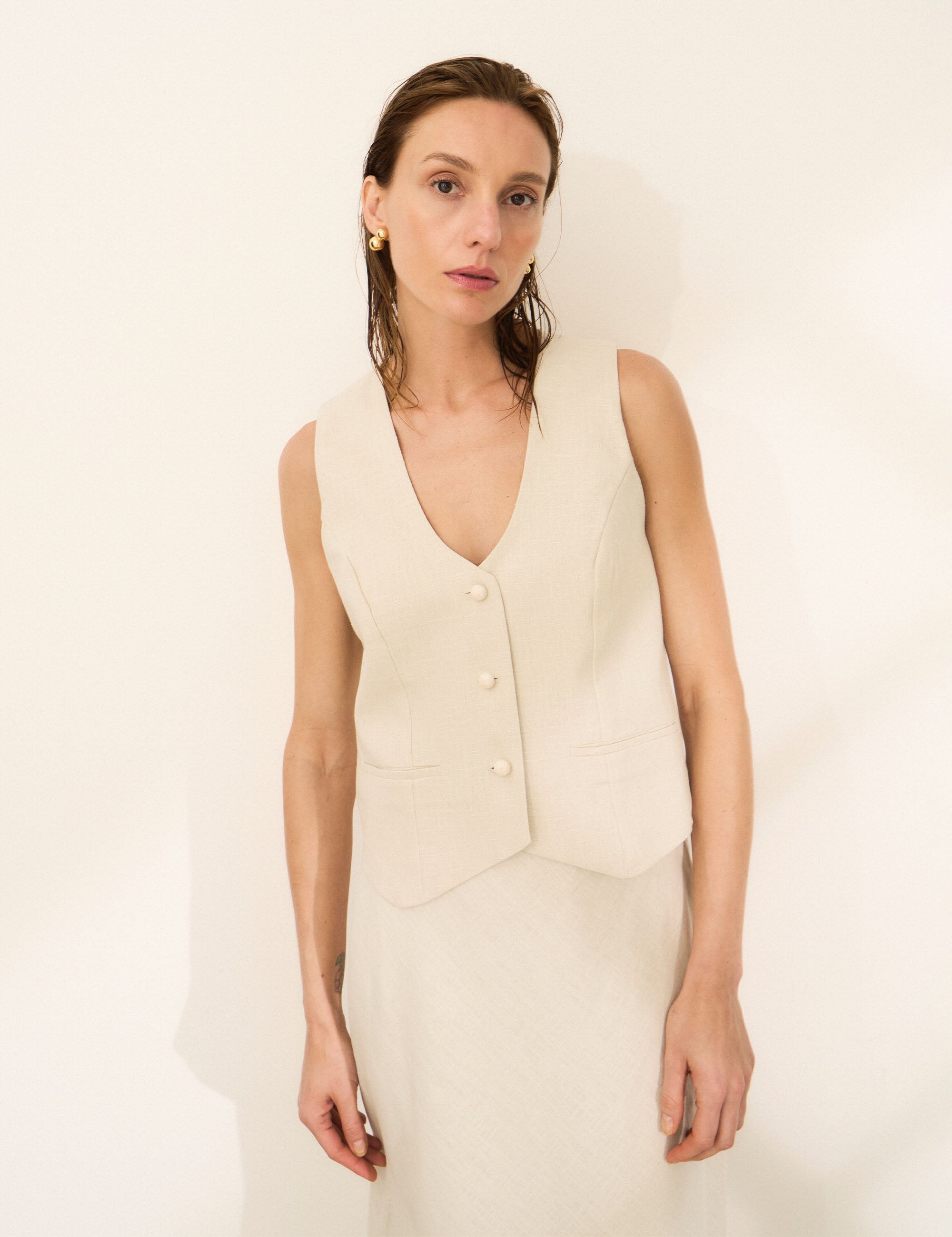 Colete Cora Ramie Areia