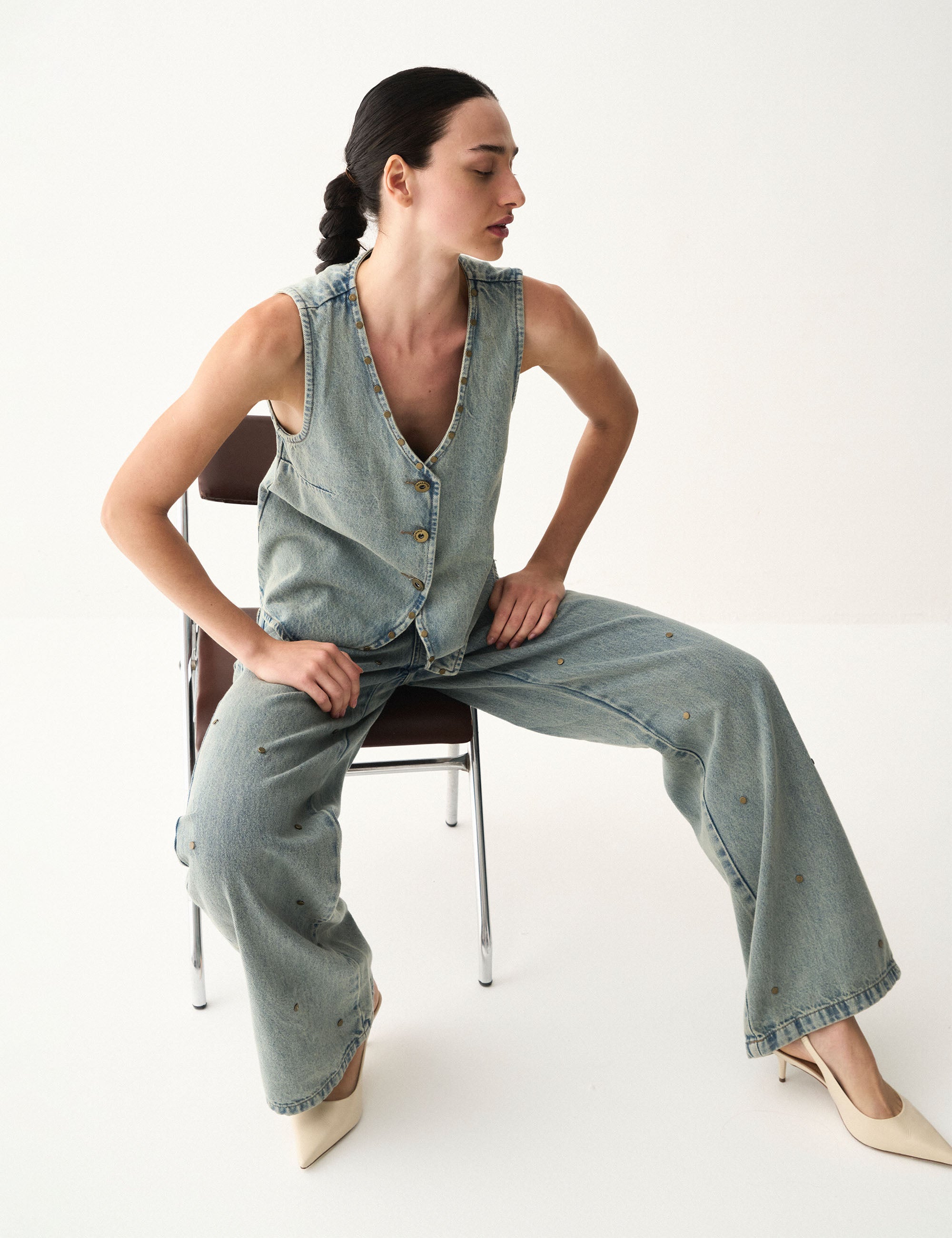 Colete Isabel Denim Jeans Médio