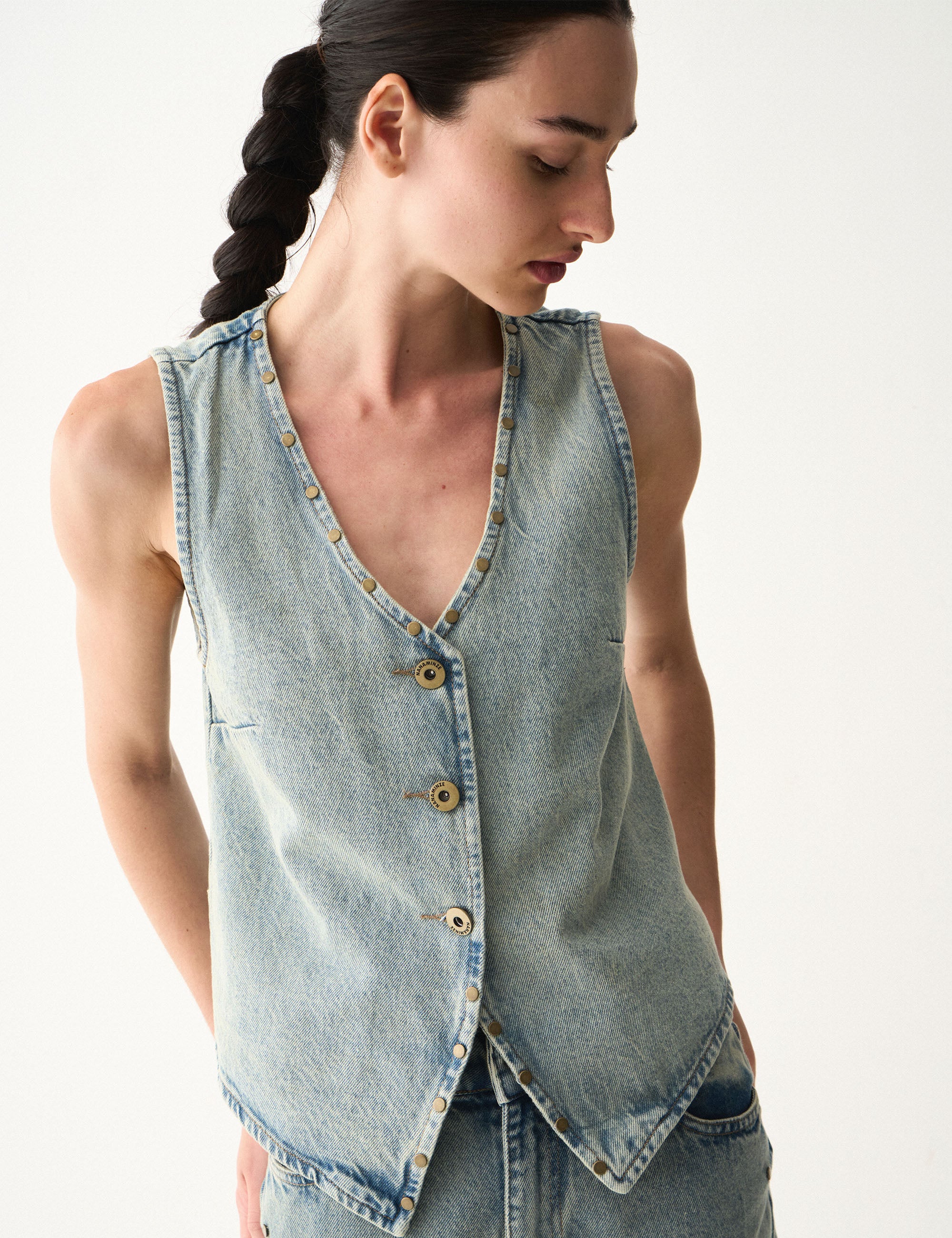 Colete Isabel Denim Jeans Médio