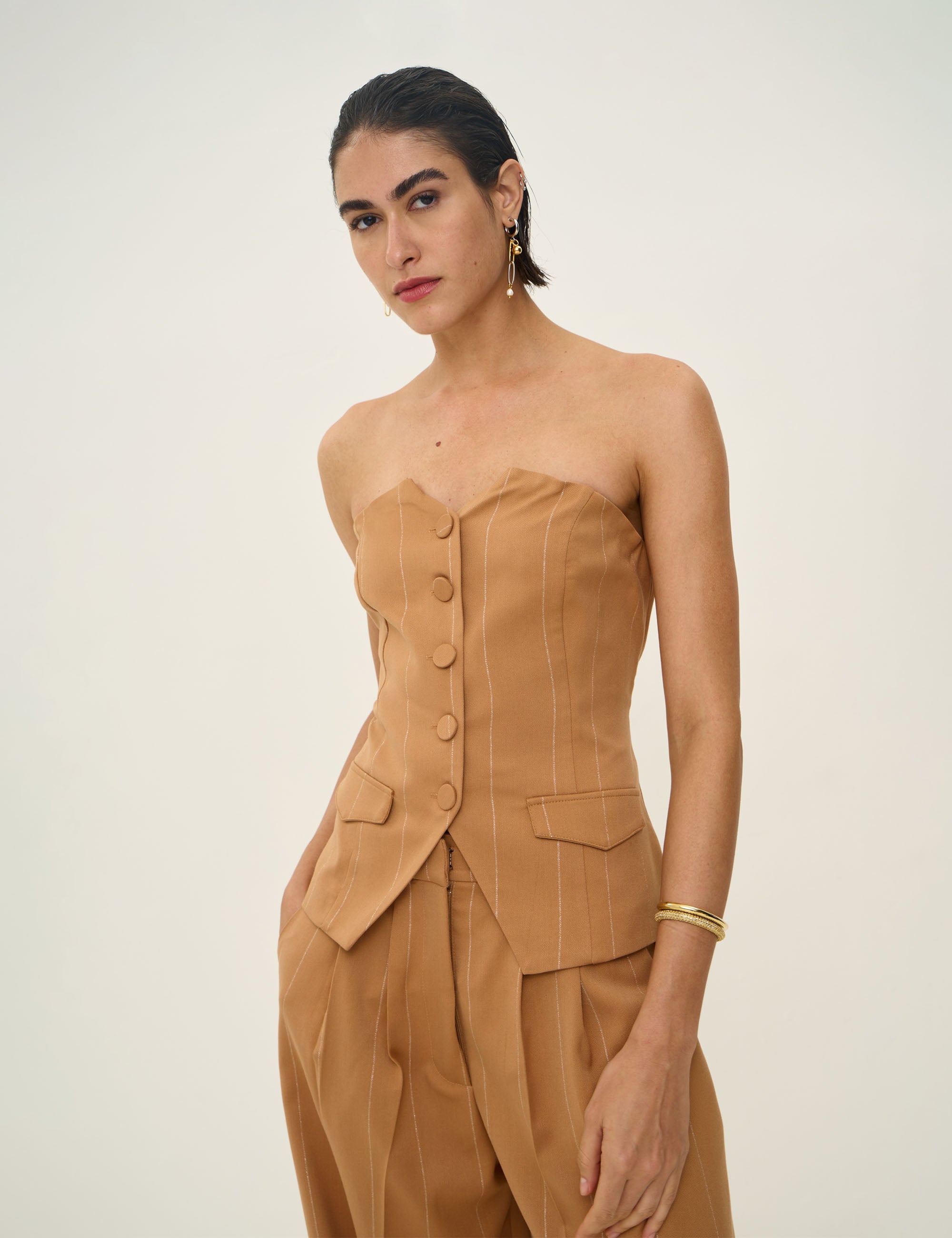 Colete Louise Risca Caramel