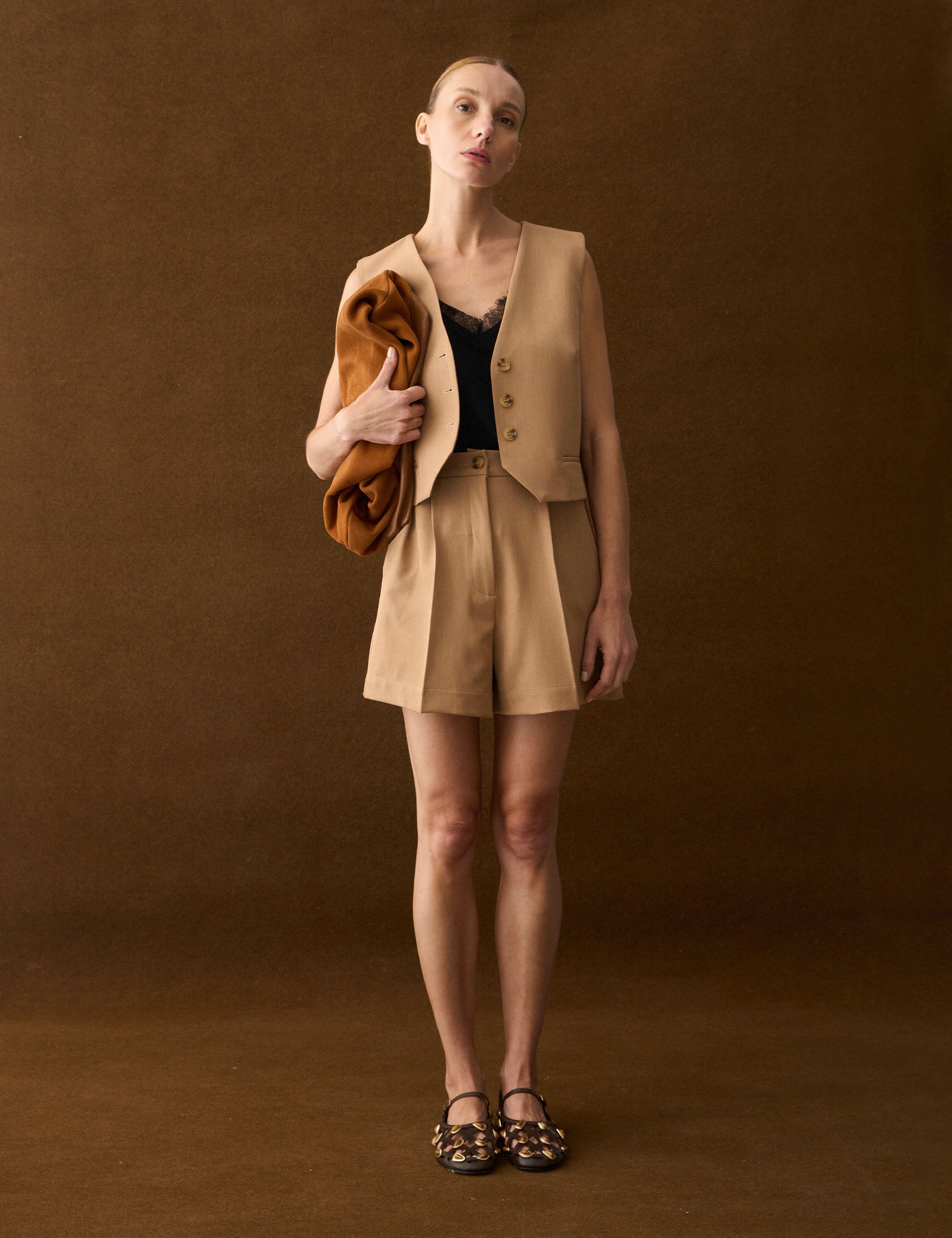 Colete Melany Alfaiataria Camurça