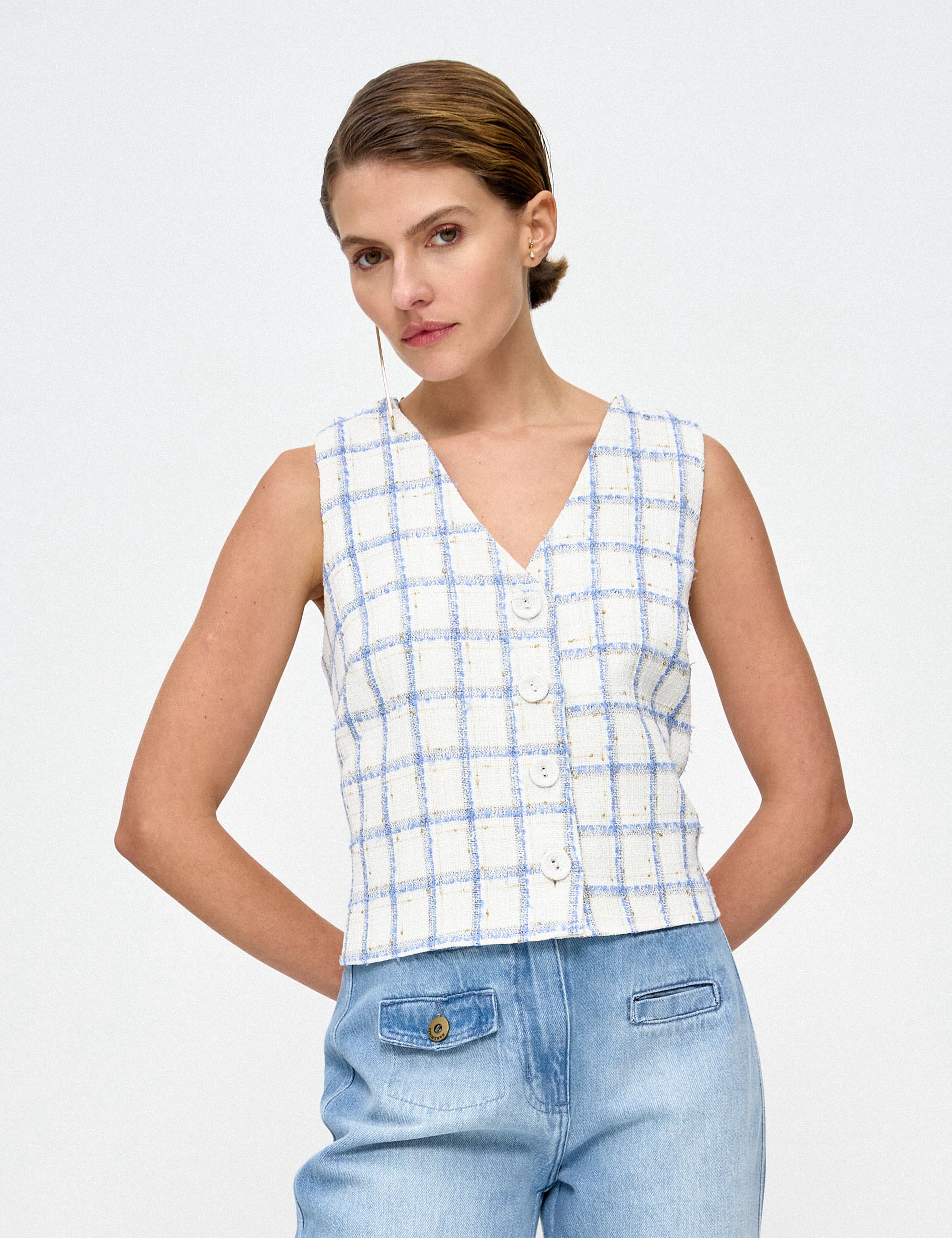 Colete Natalie Xadrez Azul