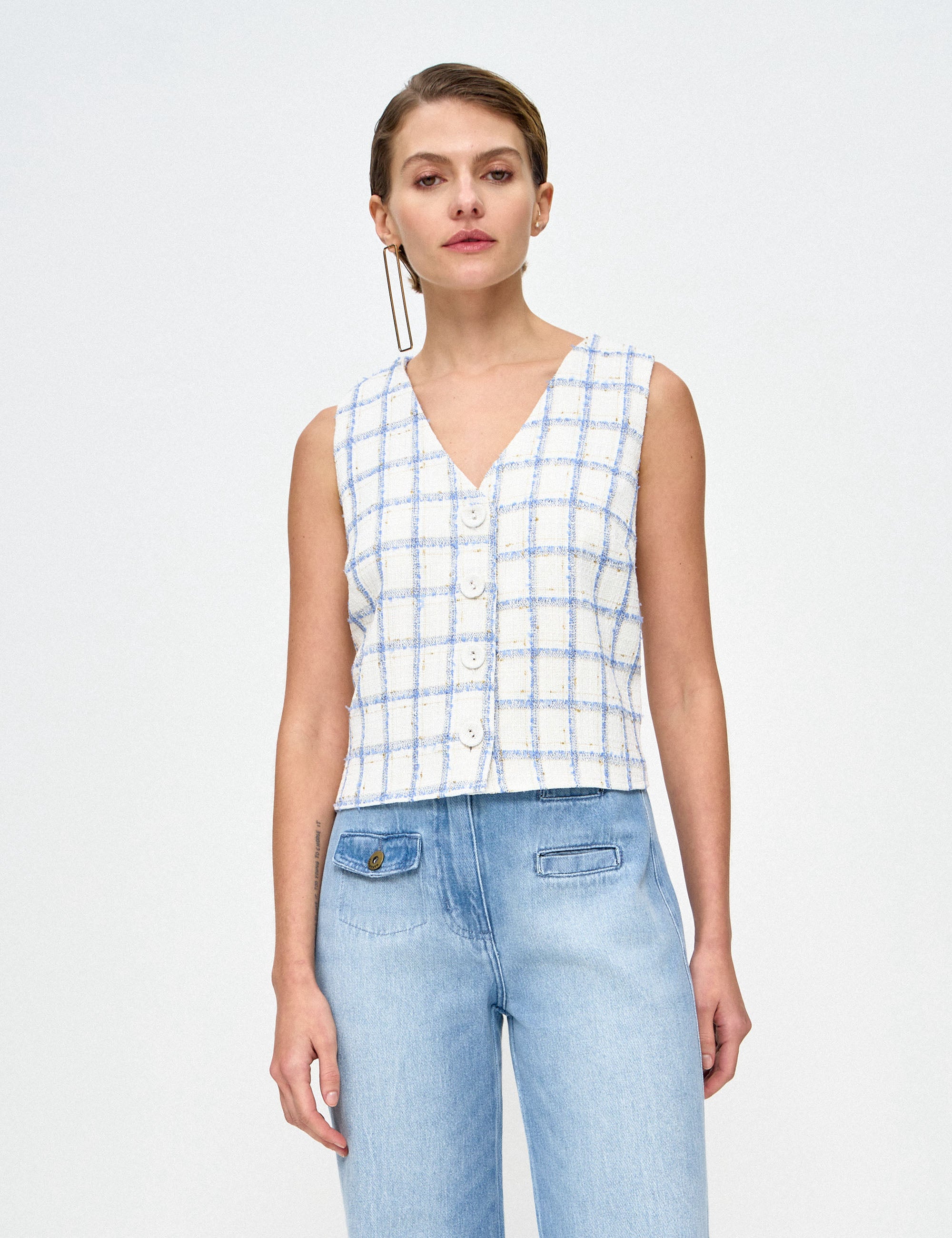 Colete Natalie Xadrez Azul