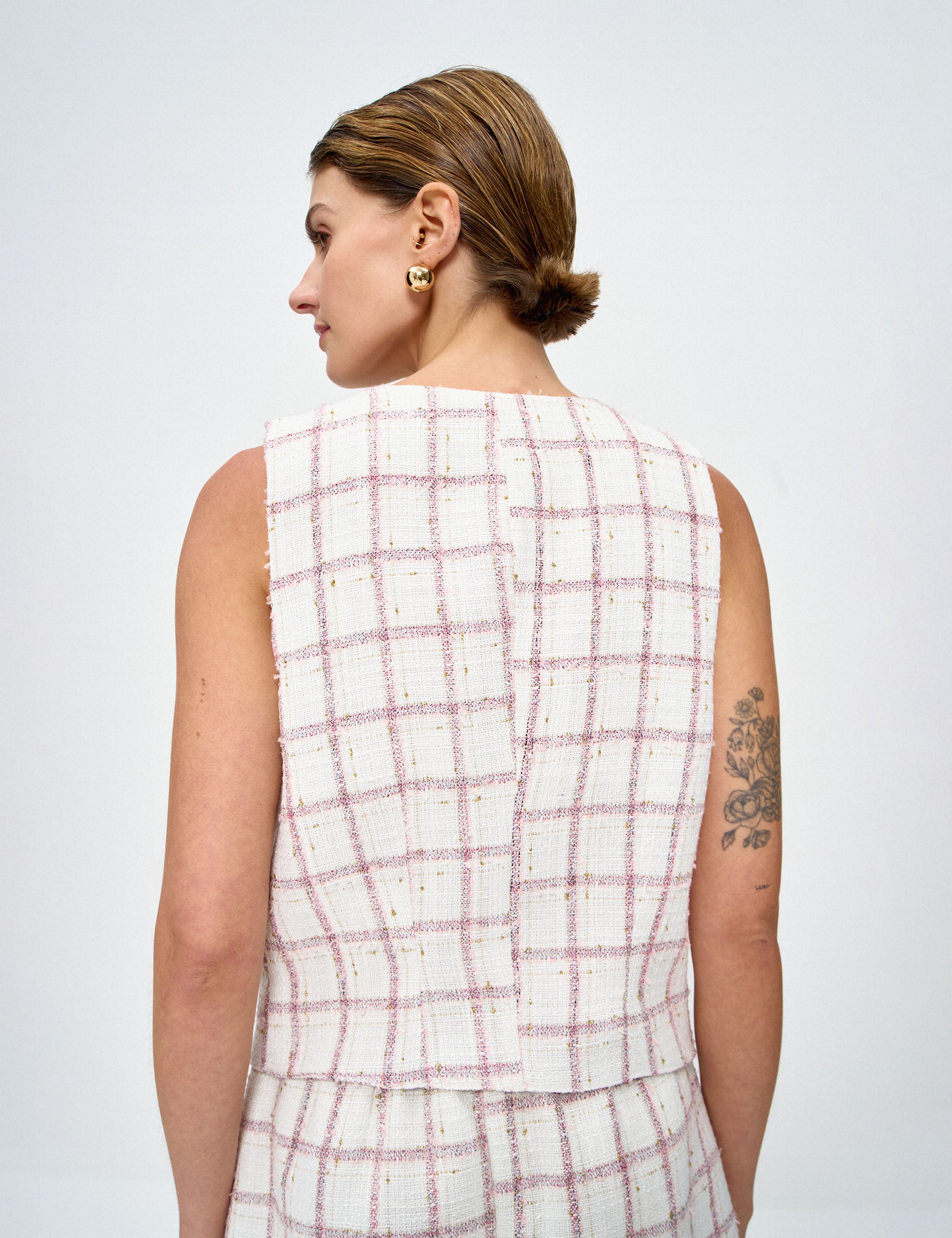 Colete Natalie Xadrez Rosa