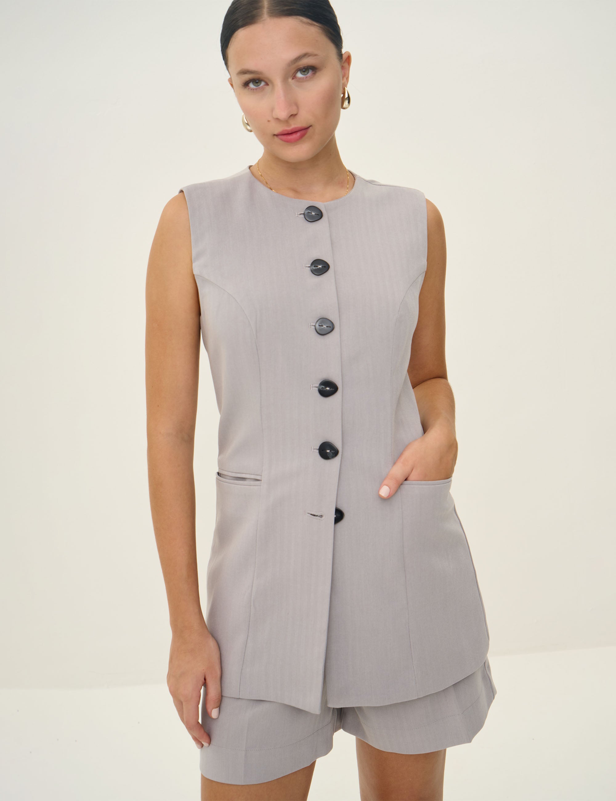 Colete Sophie Alfaiataria Cinza