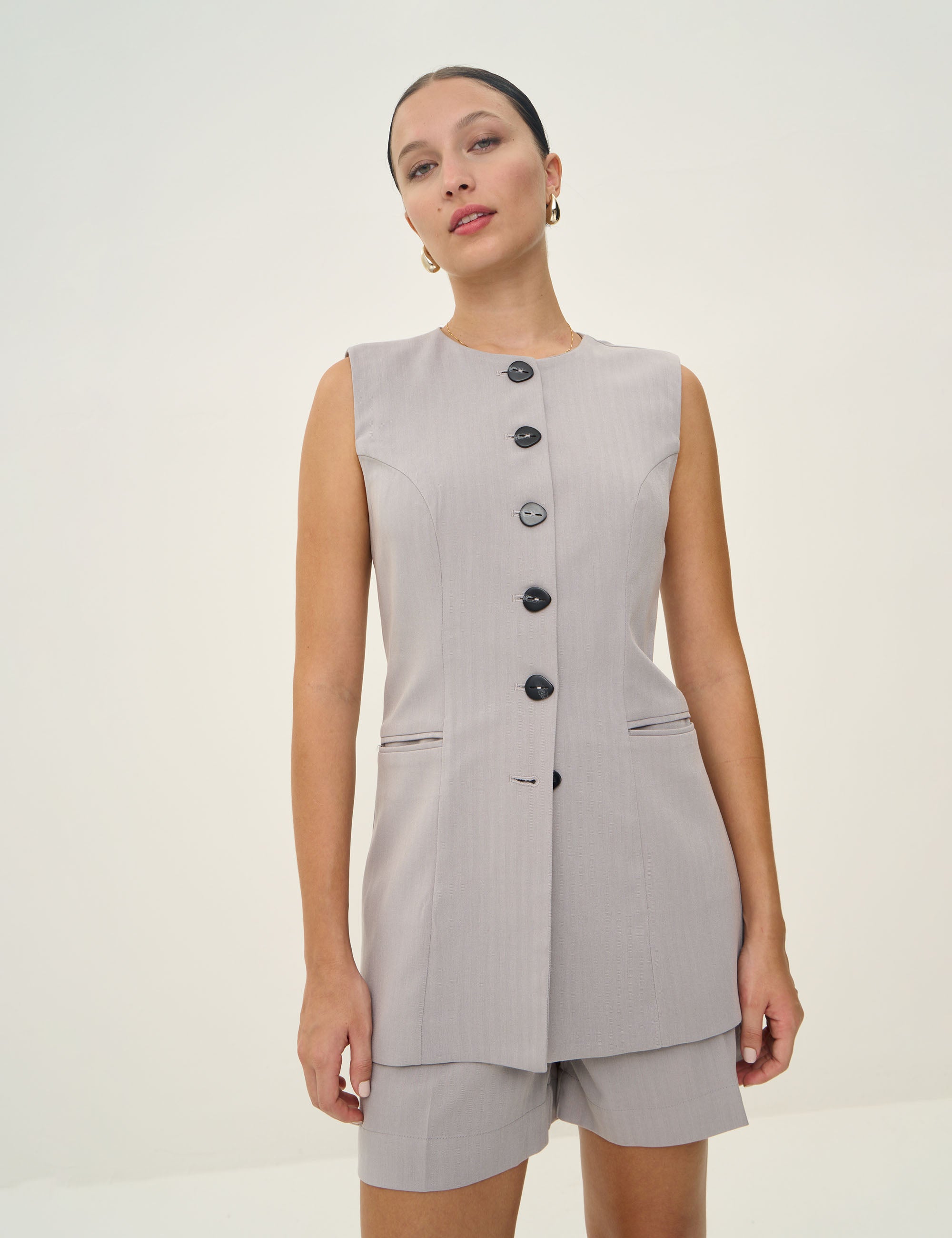 Colete Sophie Alfaiataria Cinza