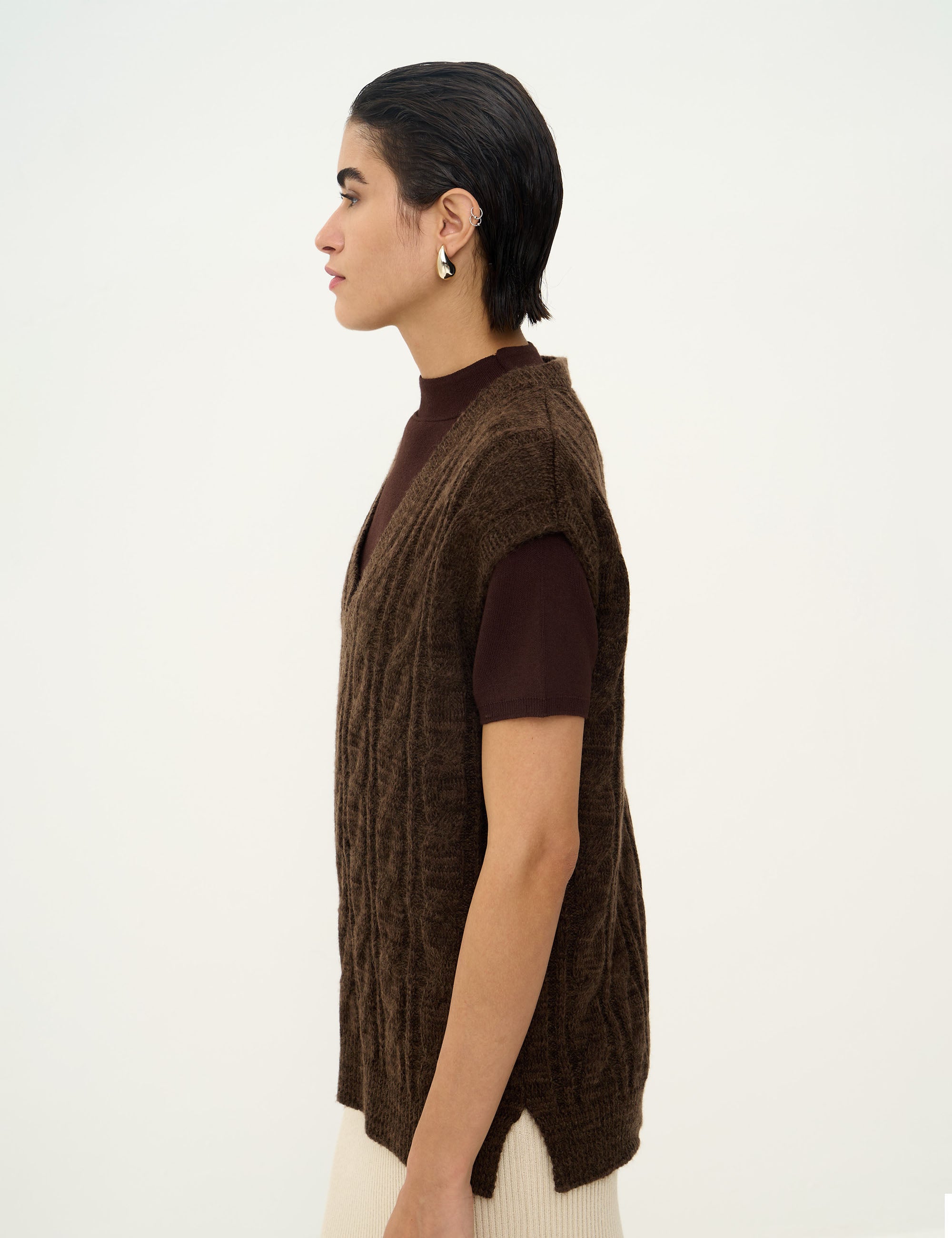 Colete Tricot Marrom Café