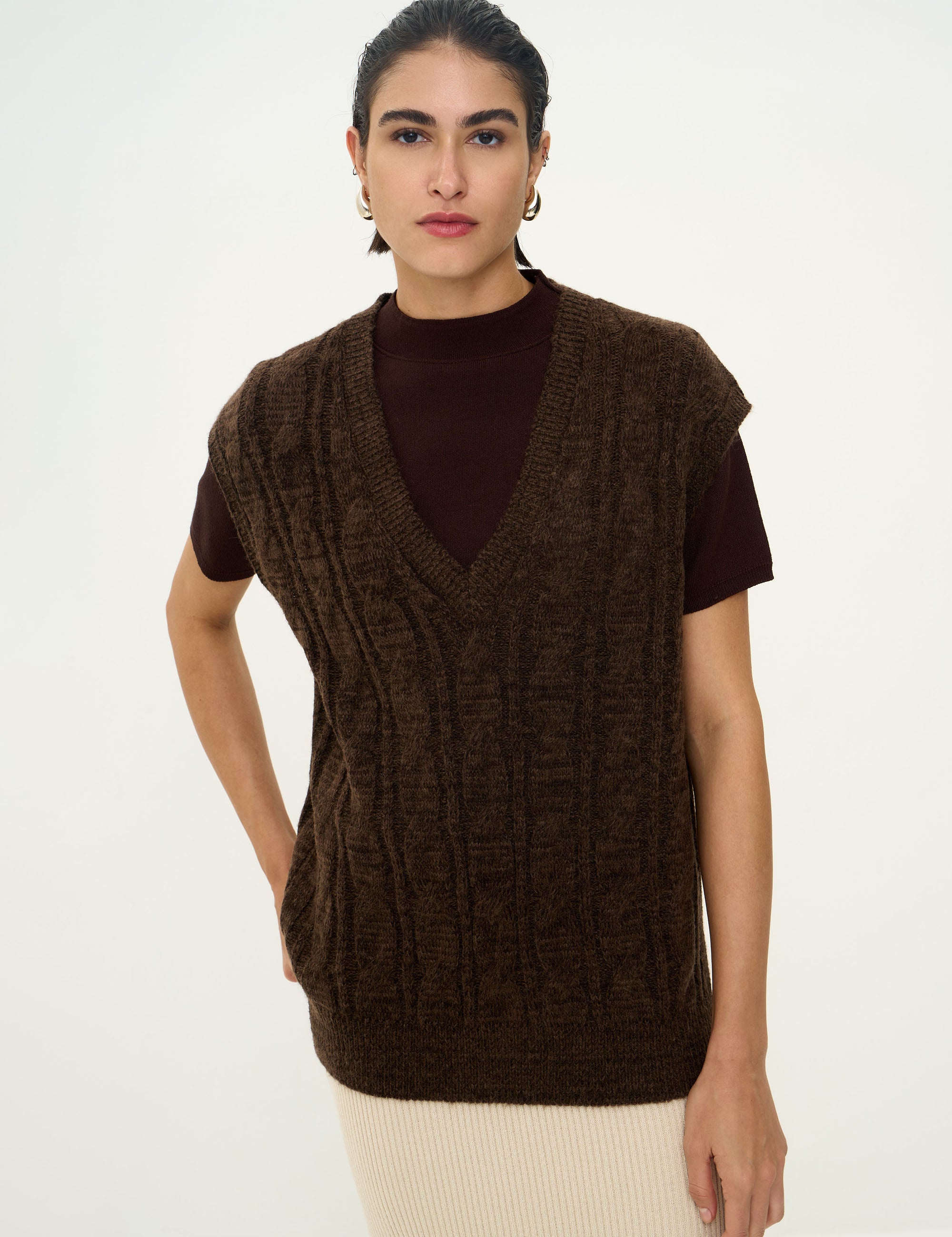 Colete Tricot Marrom Café