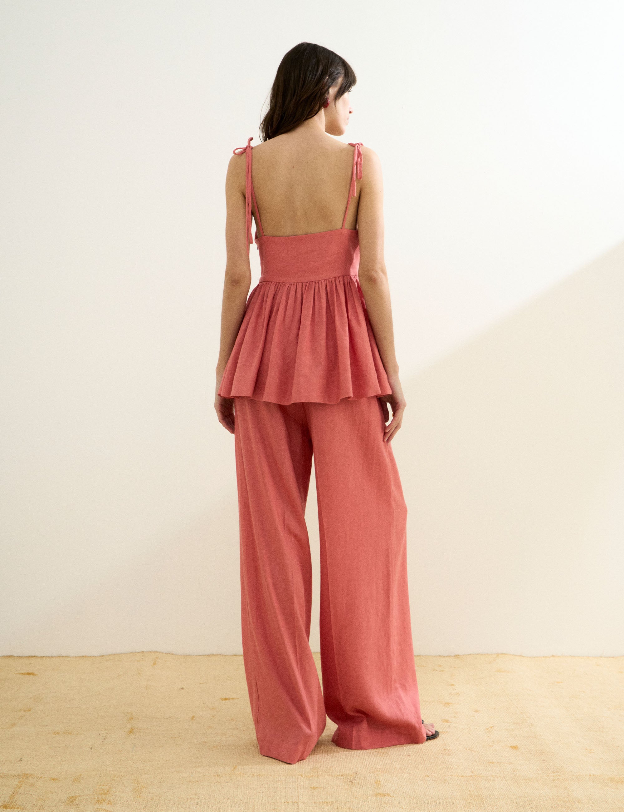 Conjunto Babi Peplum Manga Rosa