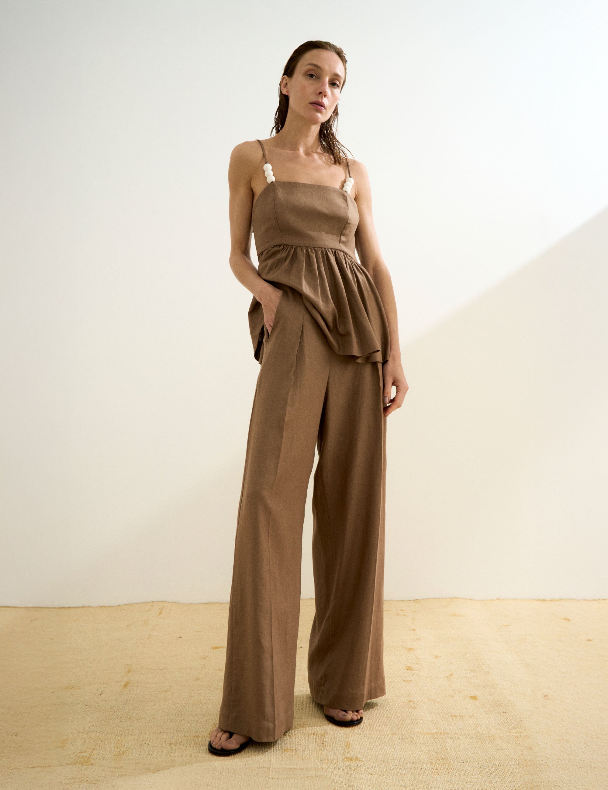 Conjunto Babi Peplum Marrom