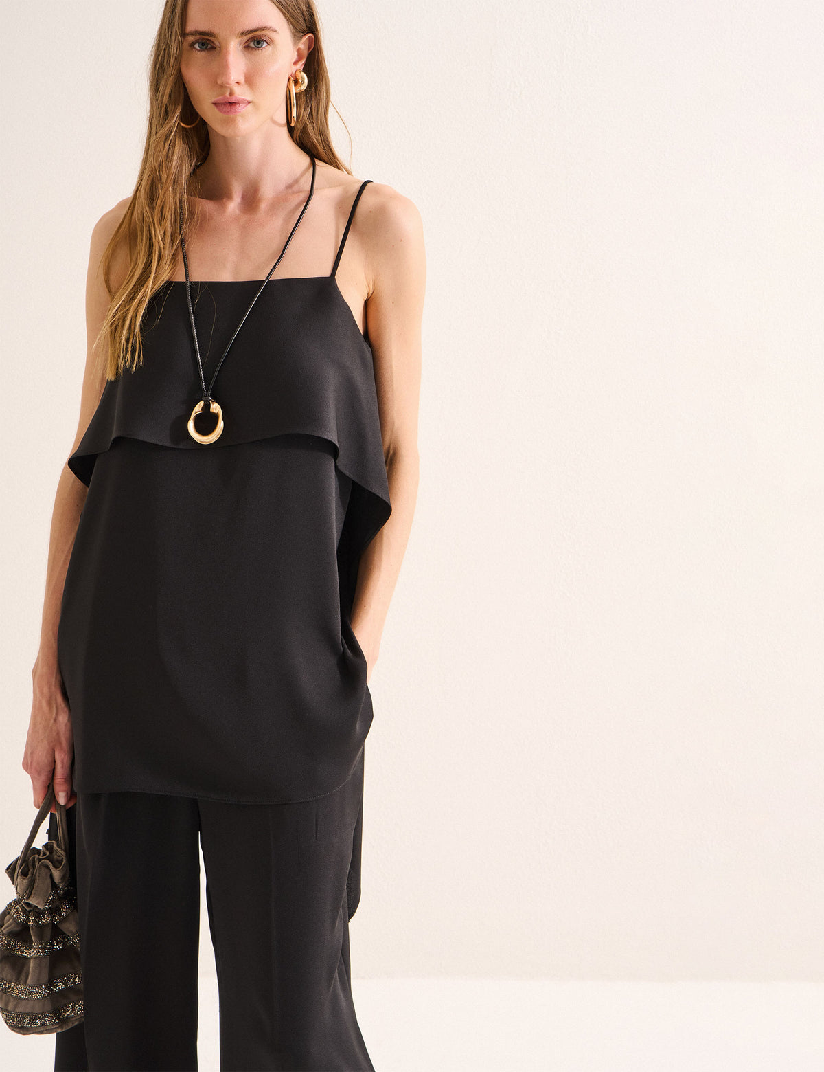 Conjunto Bolonia Crepe Preto