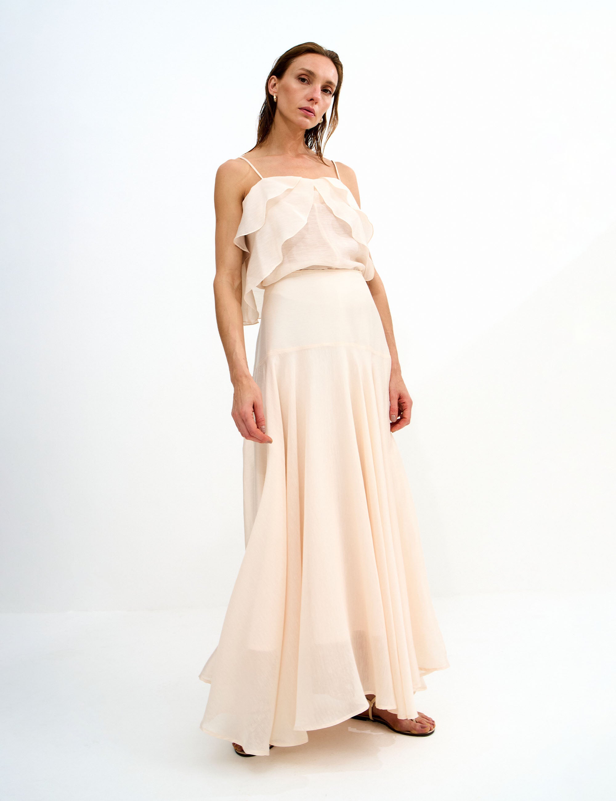 Conjunto Rosa Voil Marfim