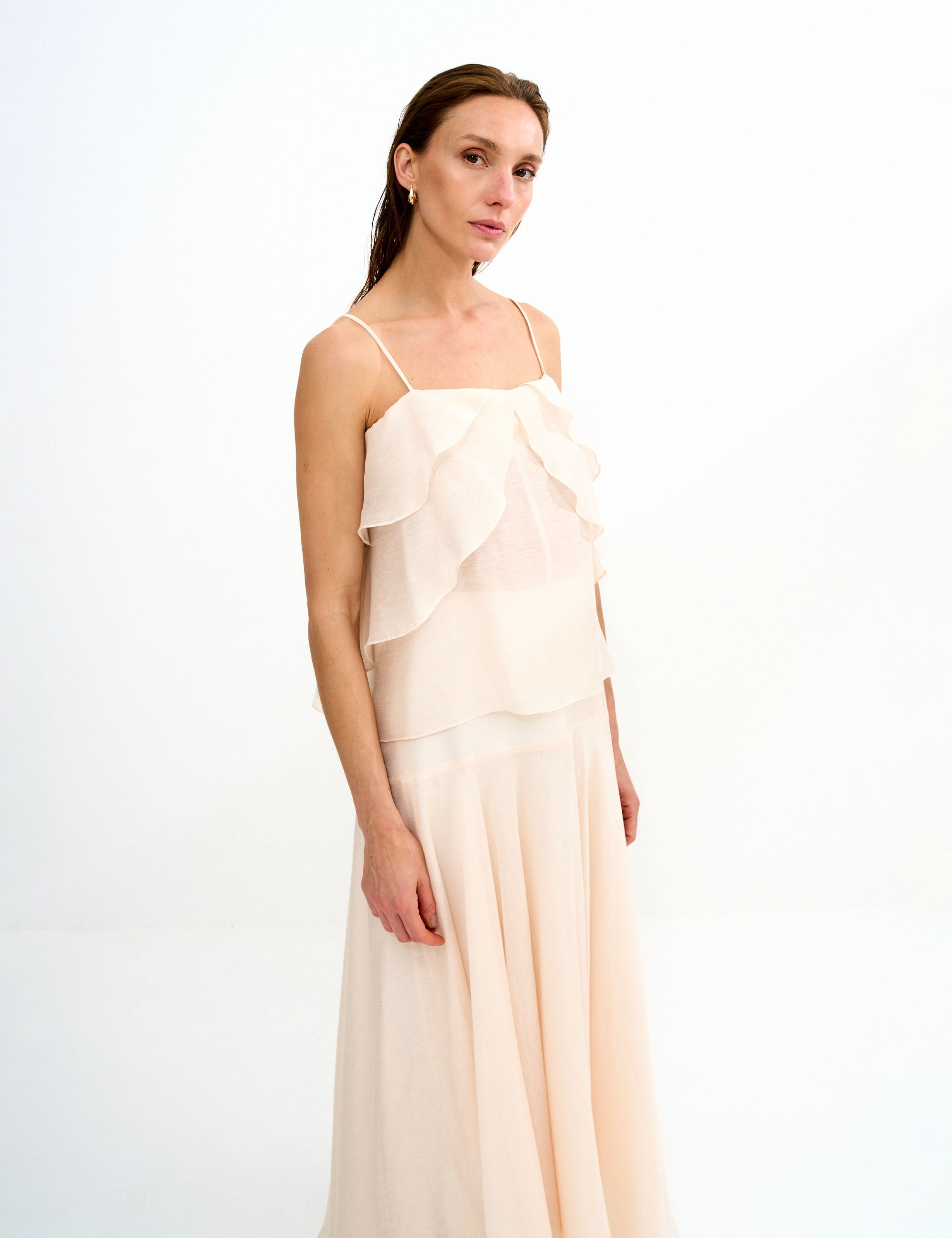 Conjunto Rosa Voil Marfim