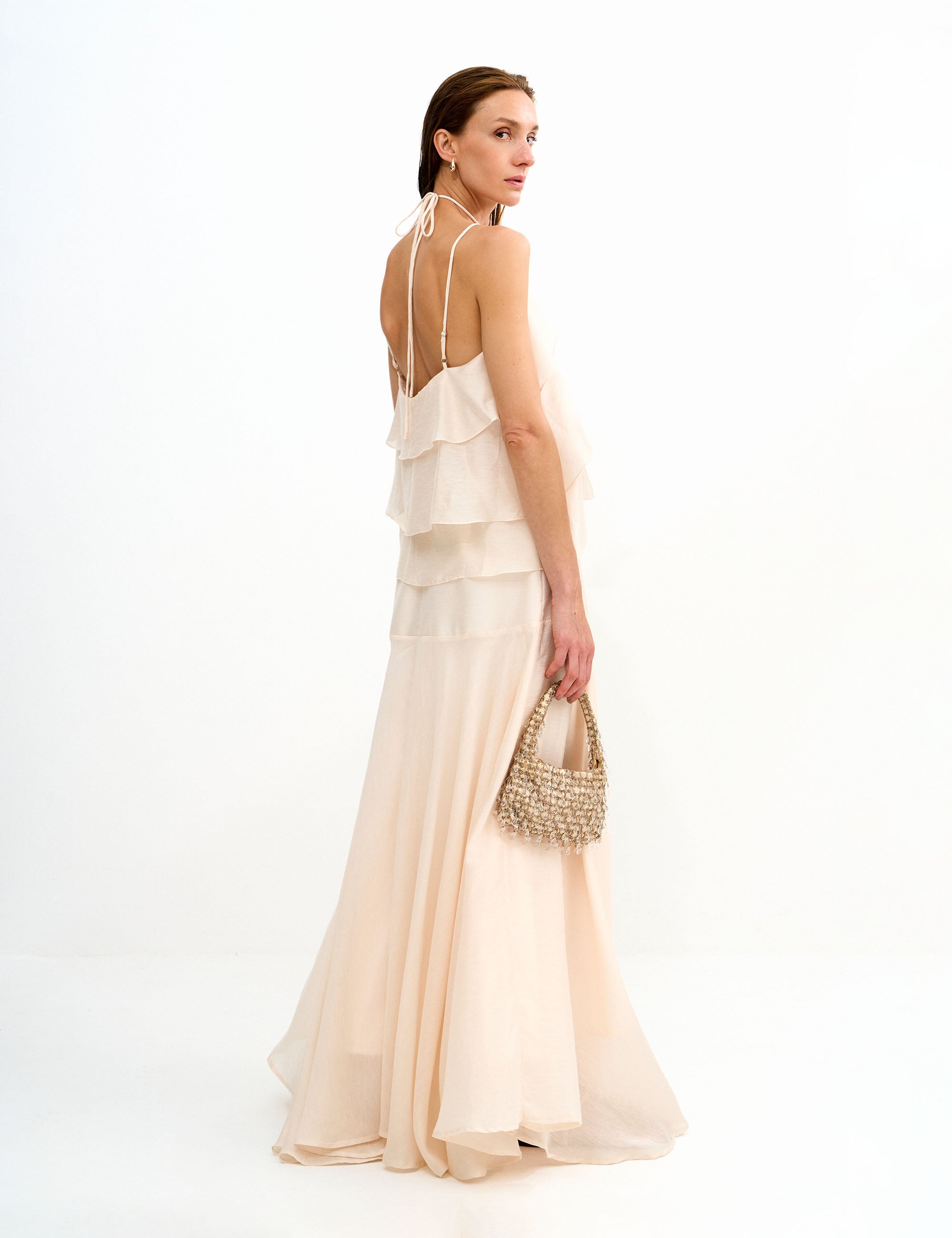 Conjunto Rosa Voil Marfim