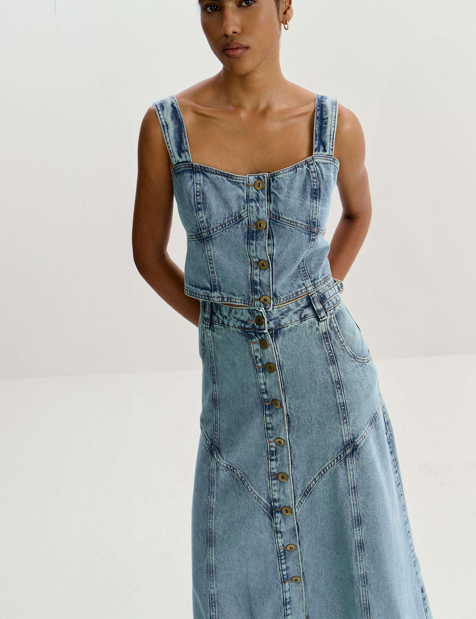 Conjunto Thaisa Denim Jeans Claro