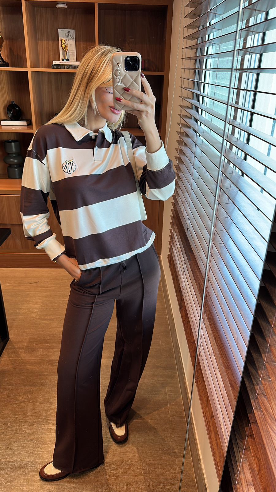 Conjunto Natalie Listrado Marrom