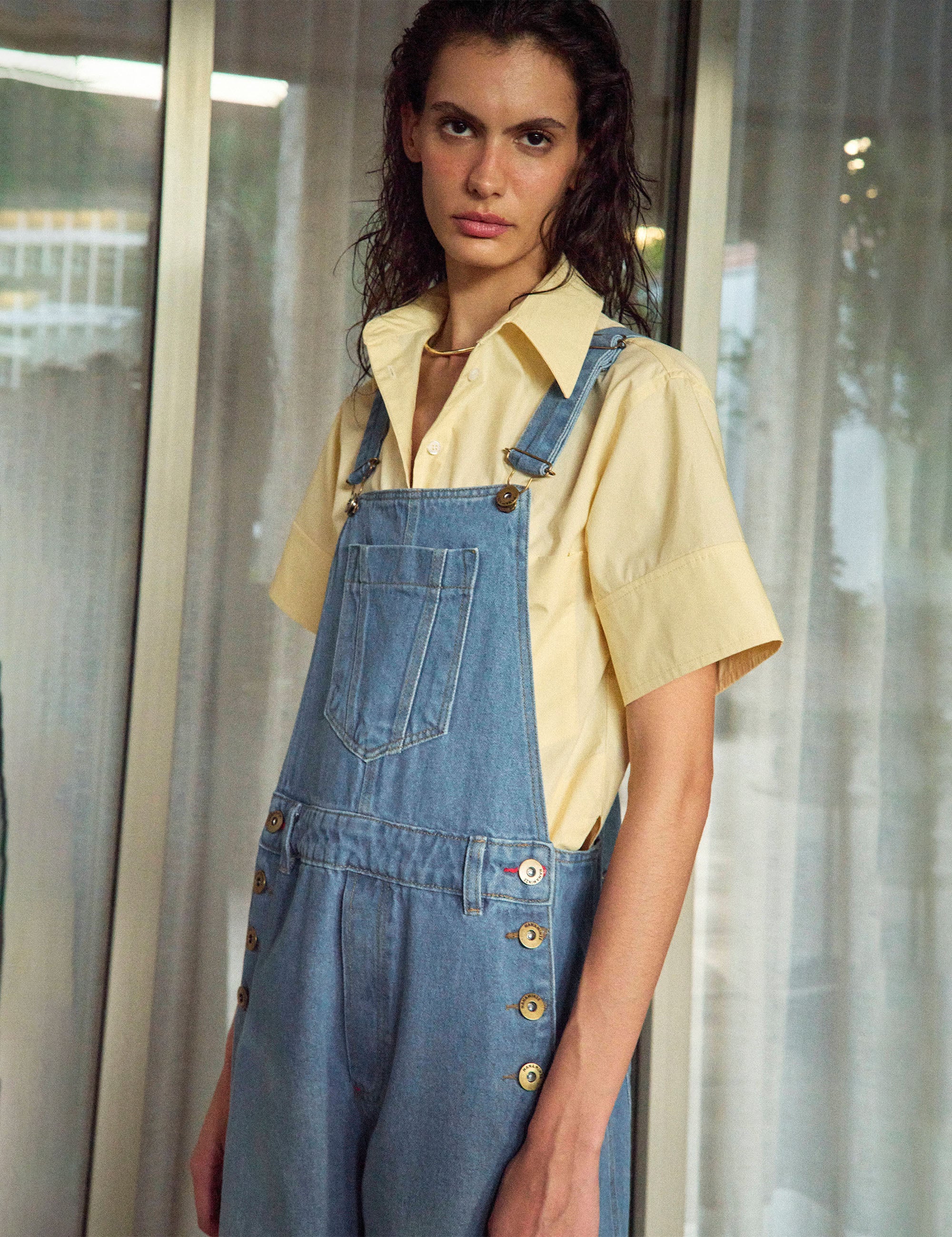 Jardineira Noemi Denim Médio