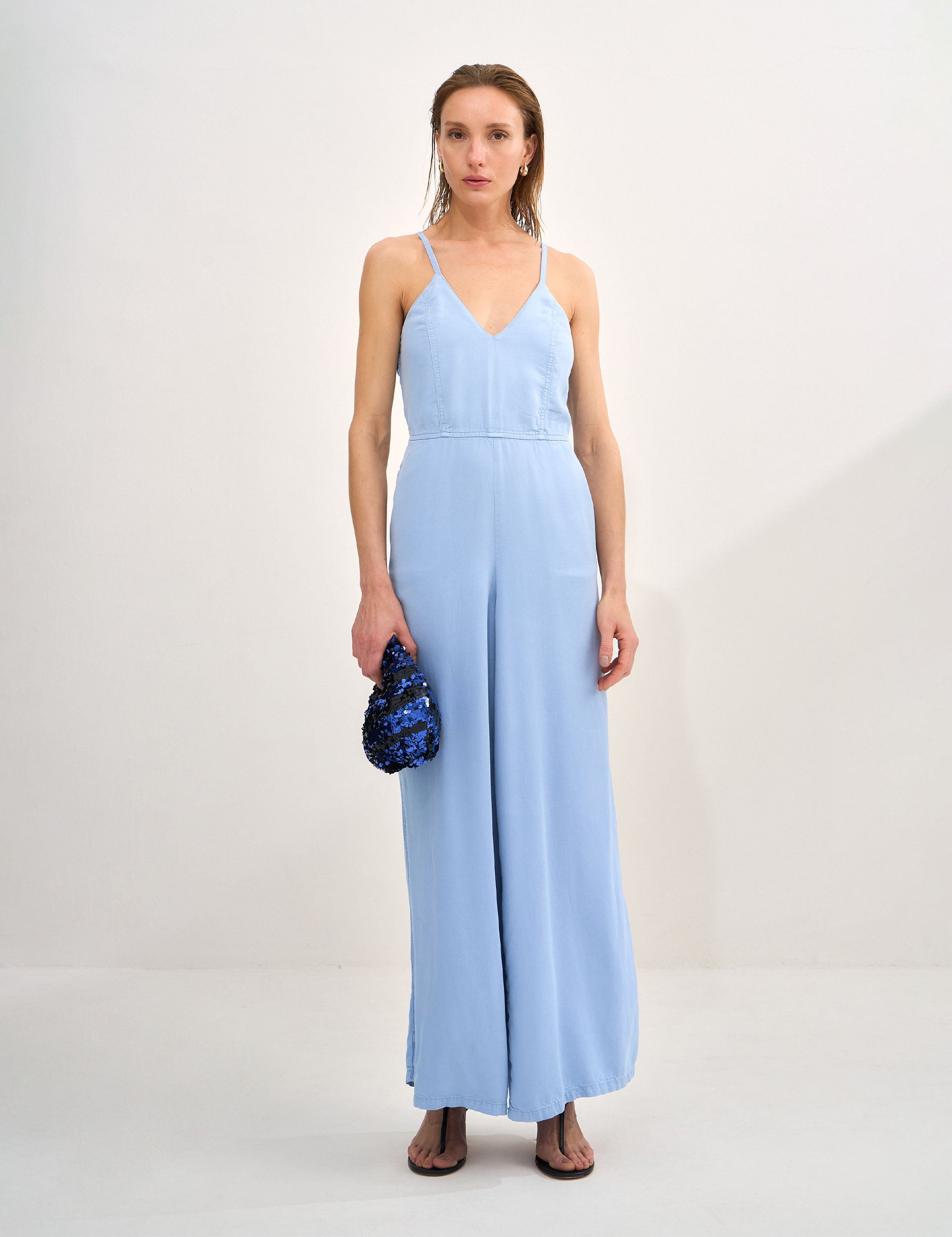 Macacão Ava Liocel Jeans Azul