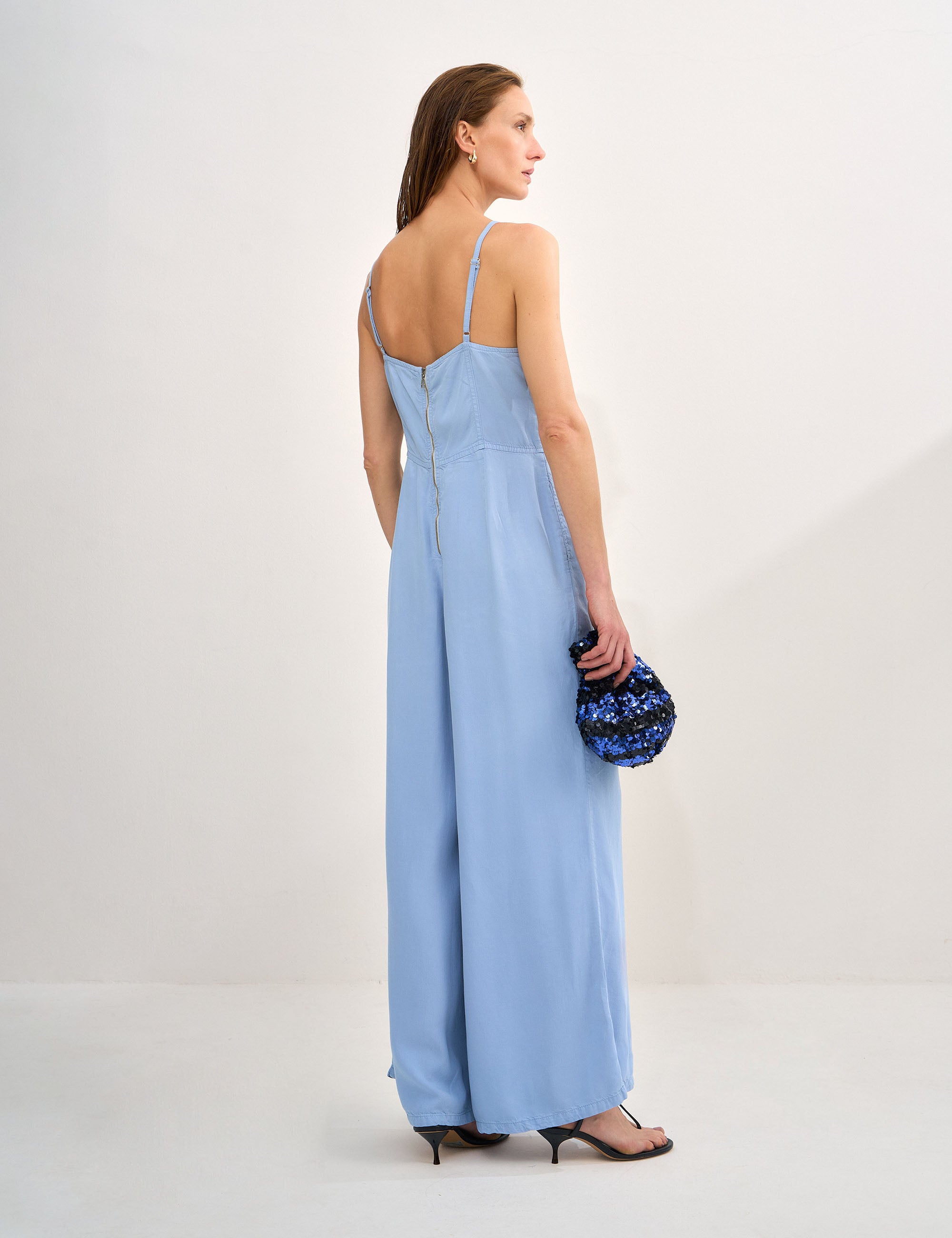 Macacão Ava Liocel Jeans Azul