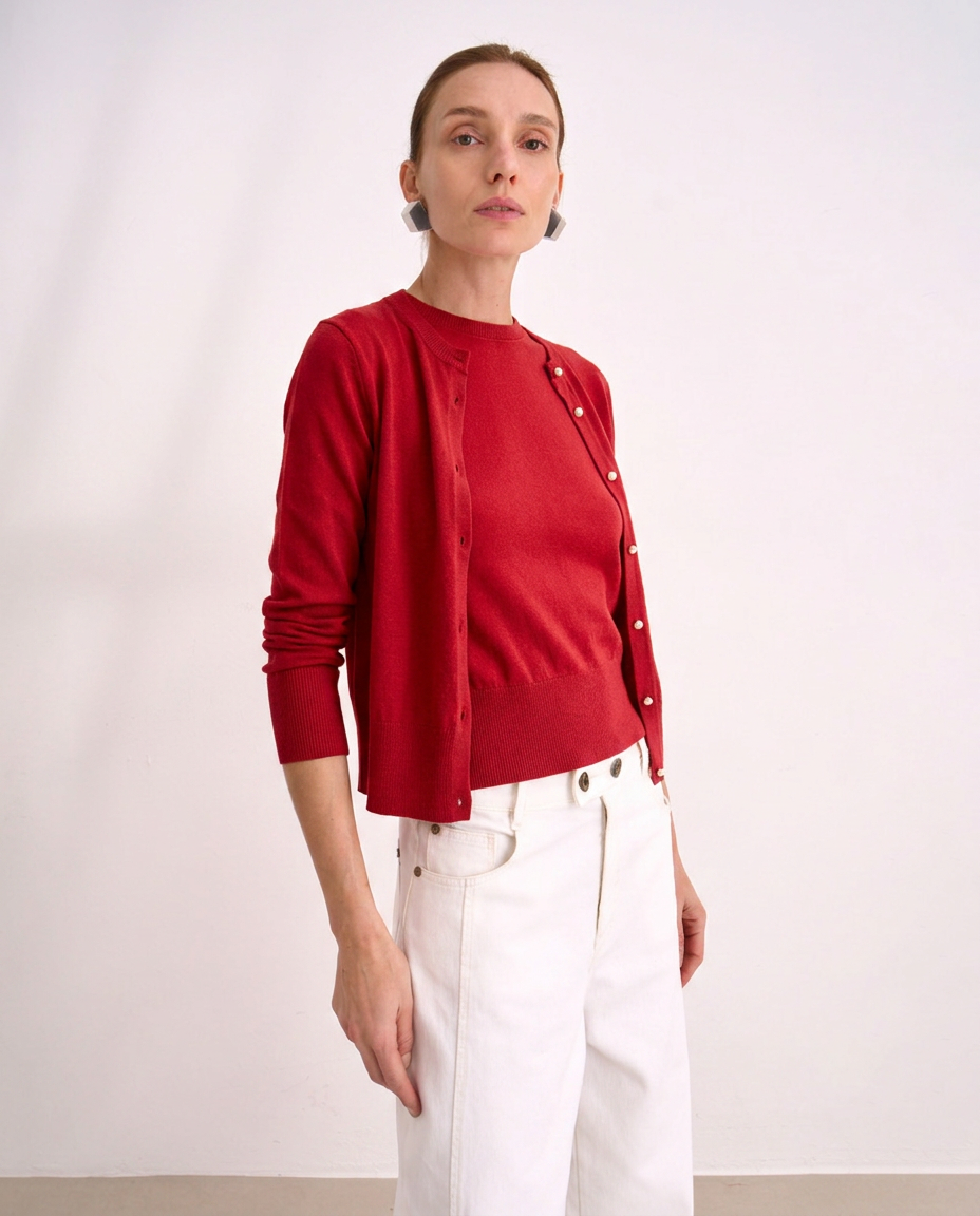 Cardigan Tricot Vermelho