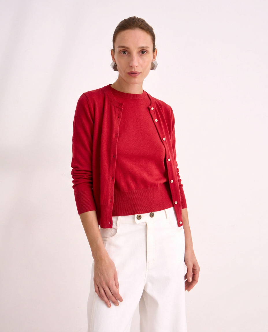 Cardigan Tricot Vermelho