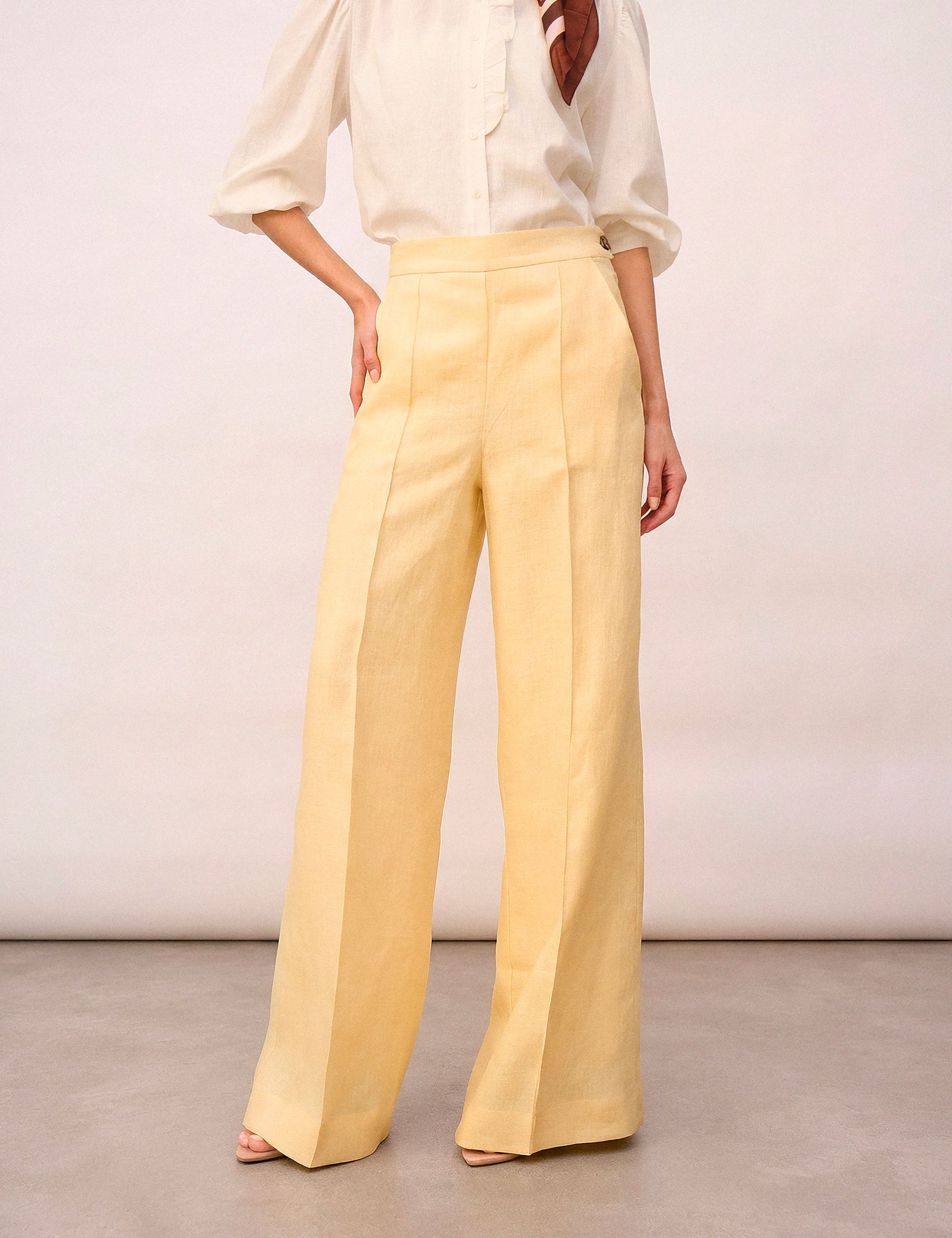 Pantalona Evelyn Linho Amarelo