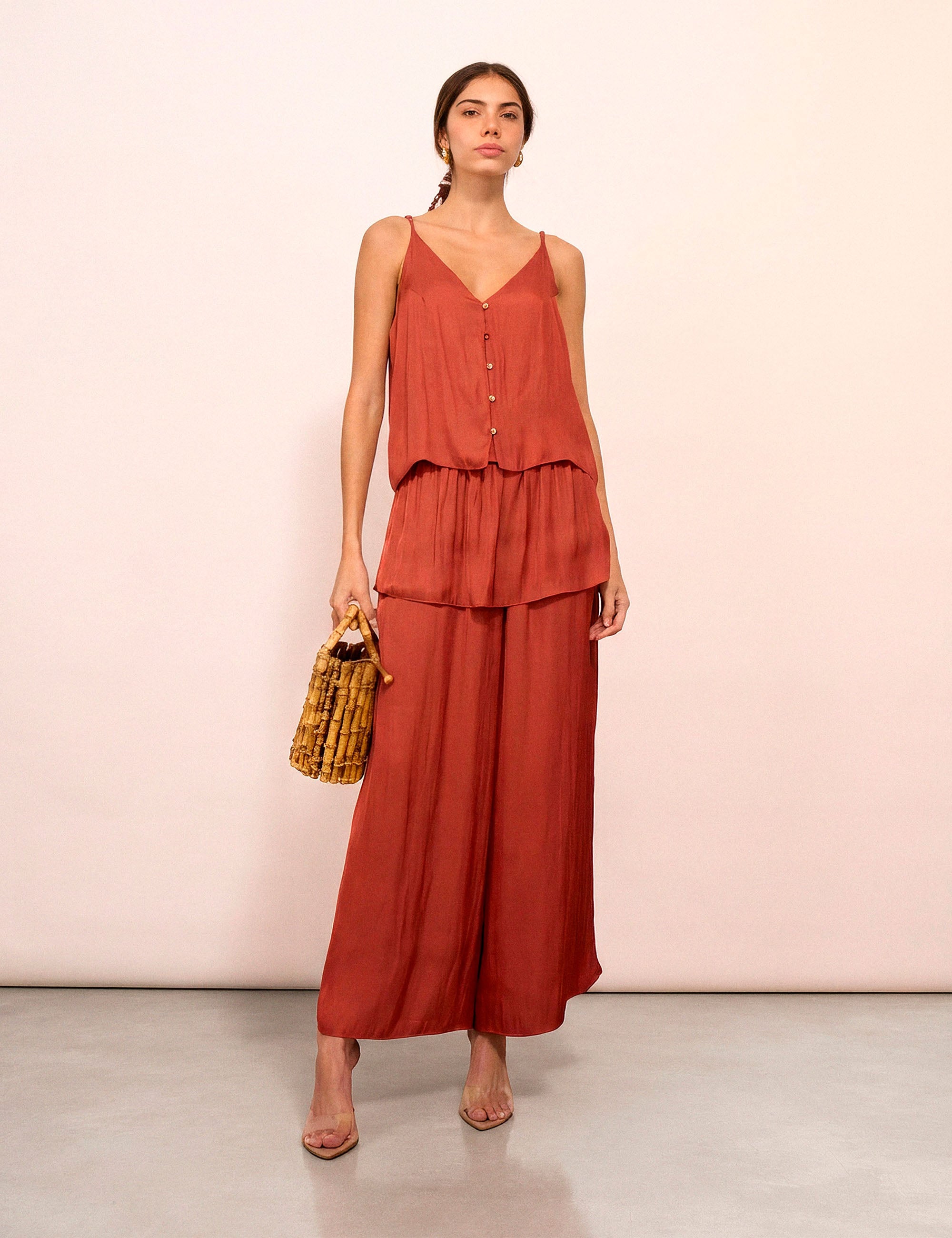 Regata Olivia Cetim Vermelho Queimado
