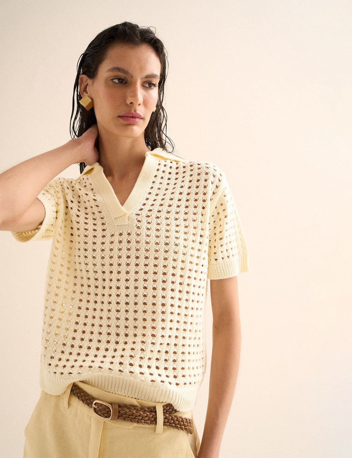 Polo Crochê Amarelo Pastel
