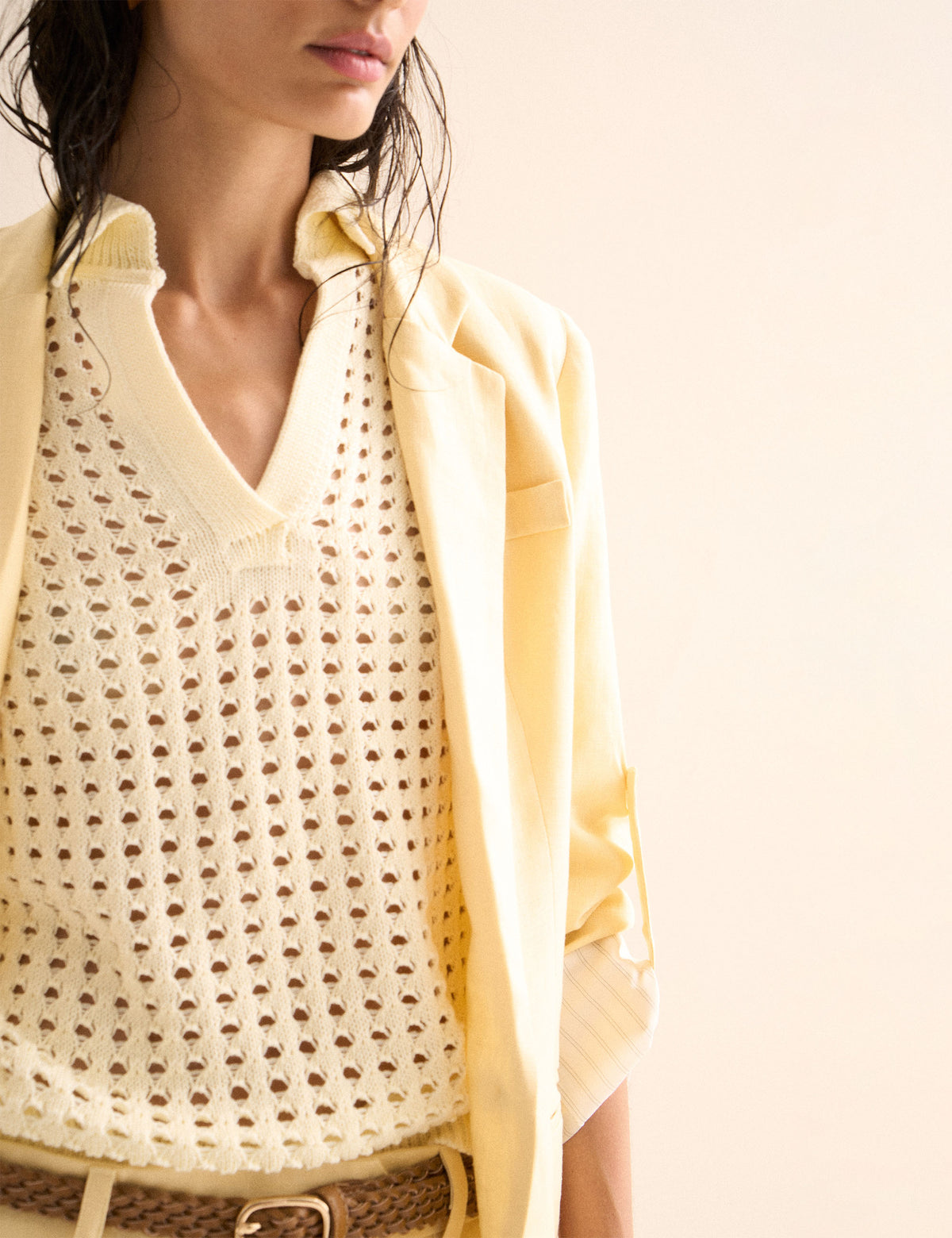 Polo Crochê Amarelo Pastel