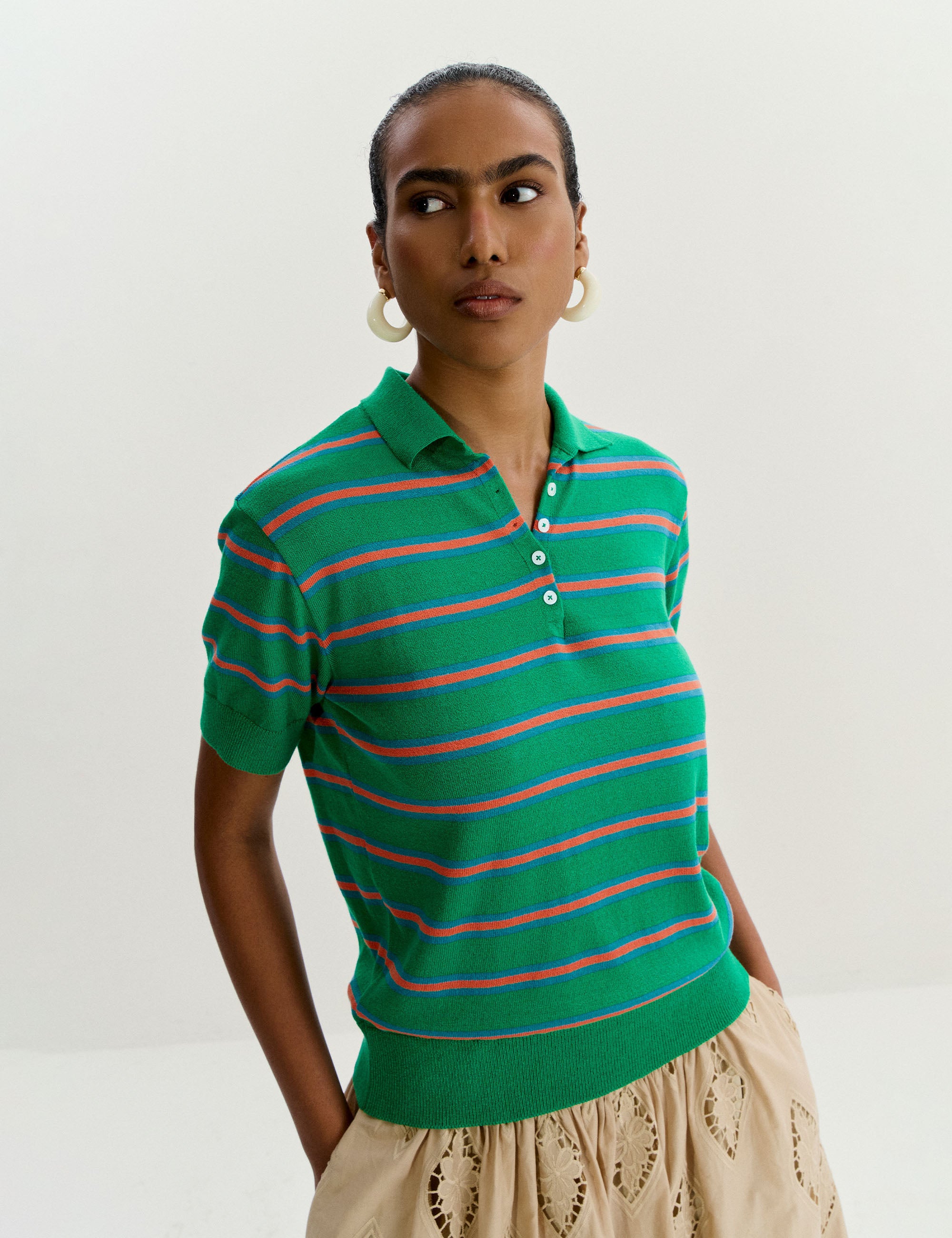 Polo Listrada Tricot Verde