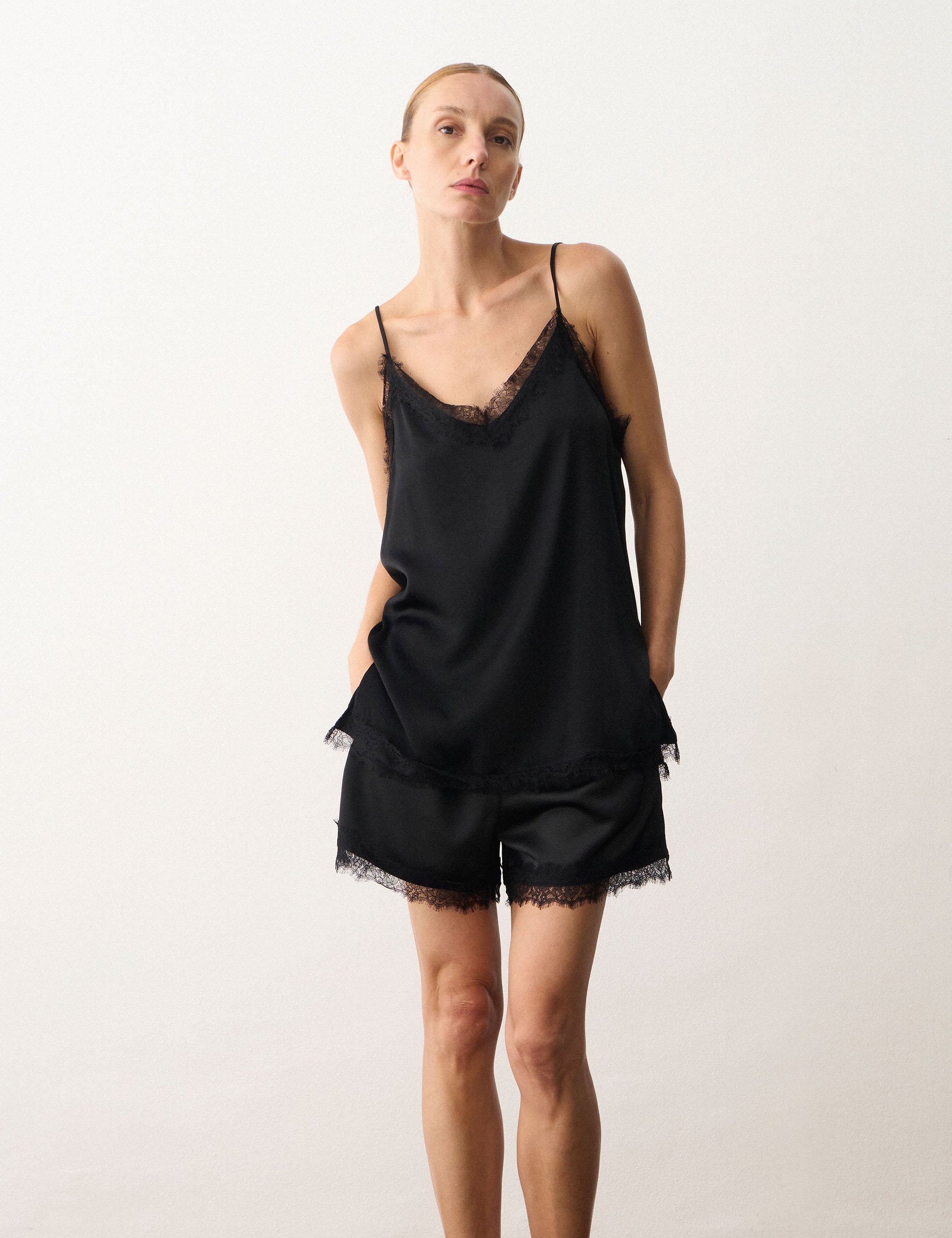 Regata Lingerie Cetim Preto