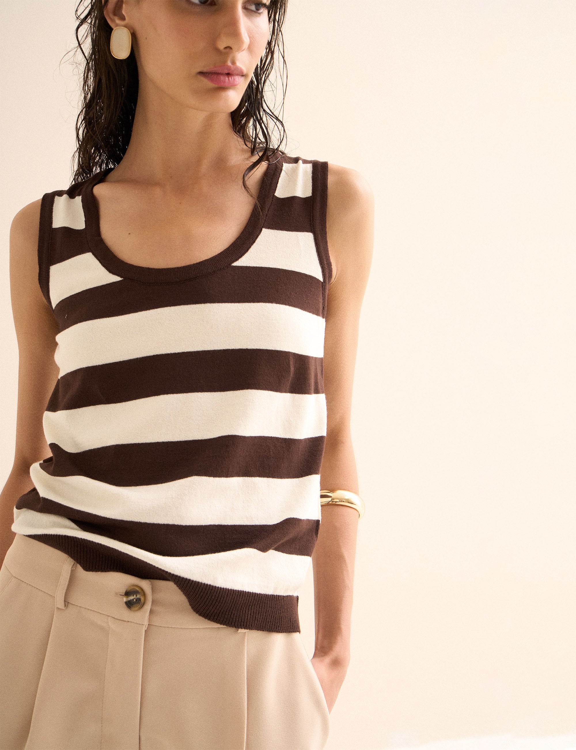 Regata Listrada Tricot Dunas/Marrom