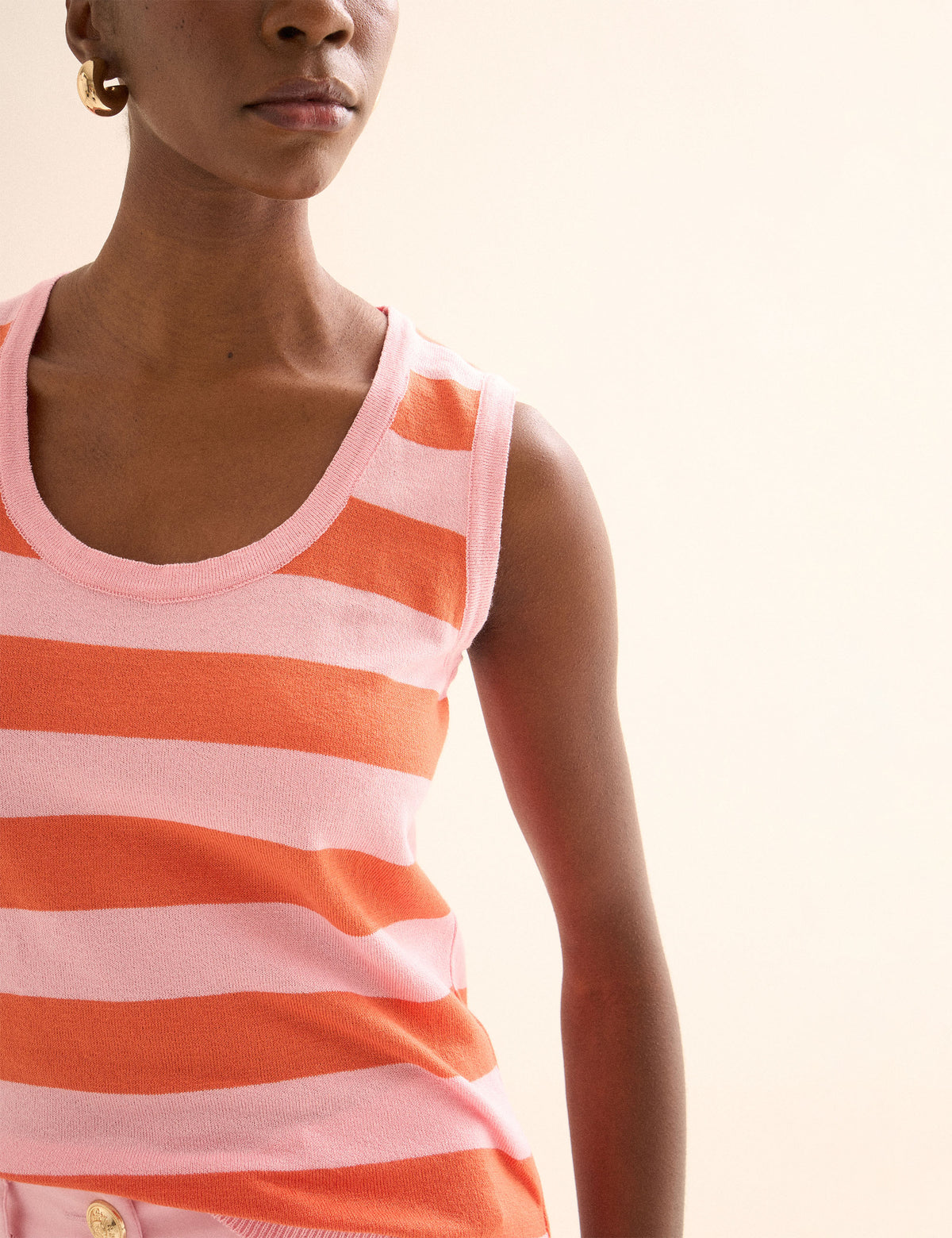 Regata Listrada Tricot Laranja/Rosa