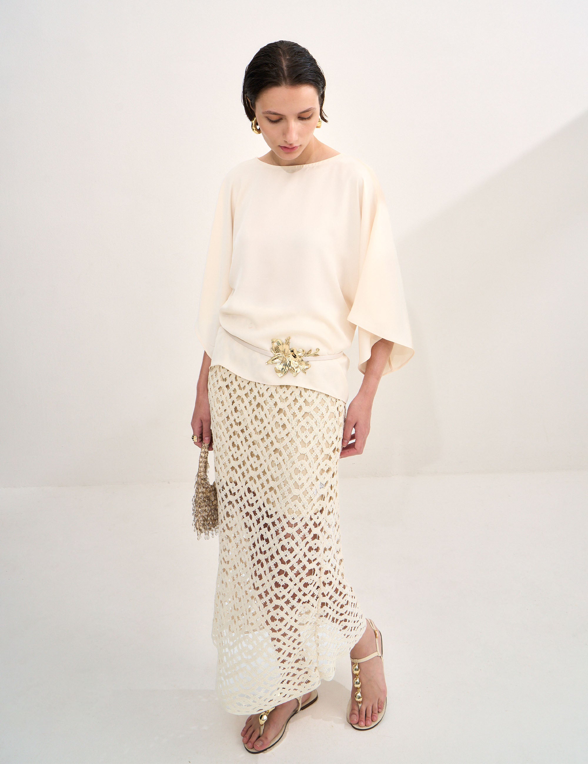 Blusa Evelyn Cetim Perola