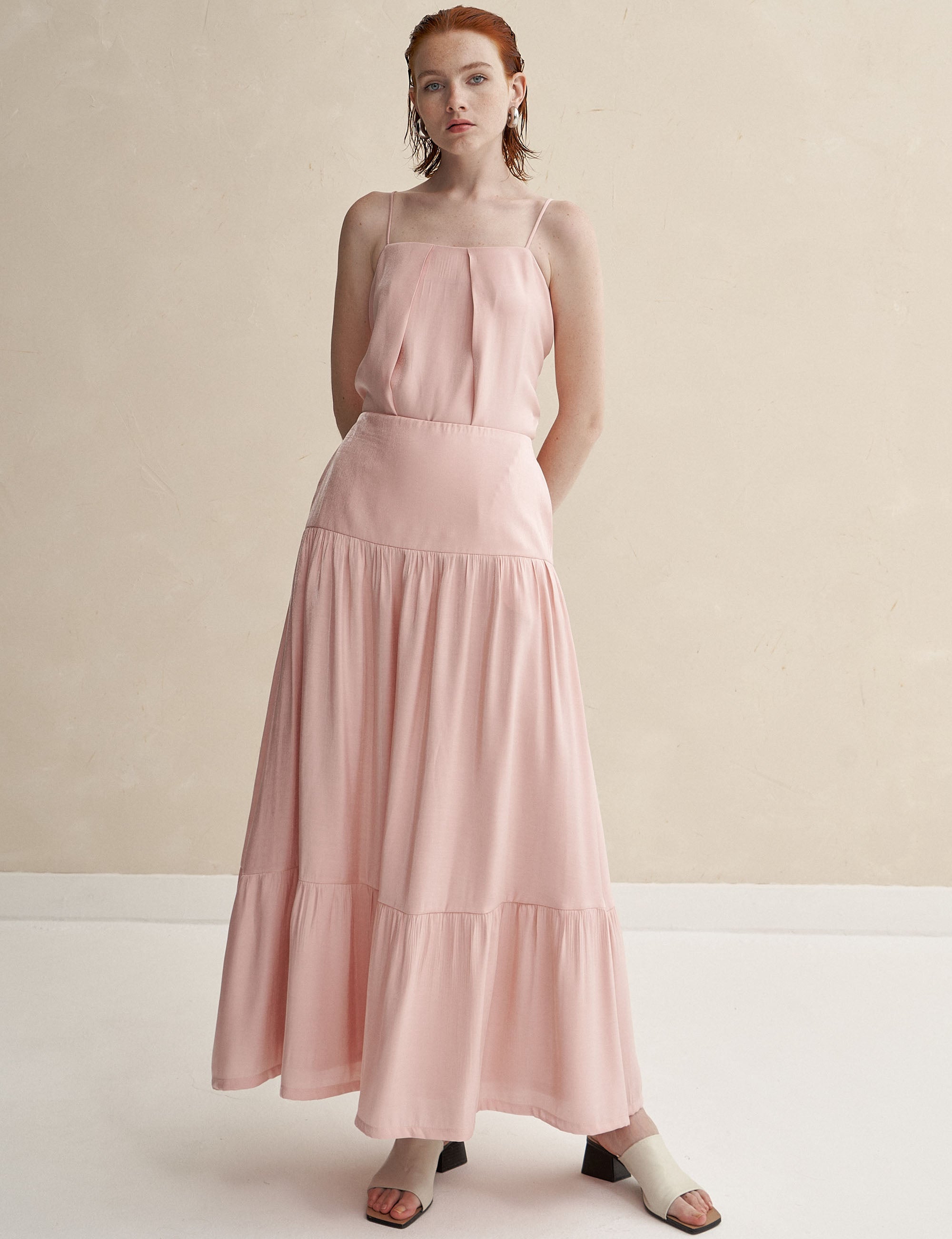 Saia Ana Paula Acetinada Rosa