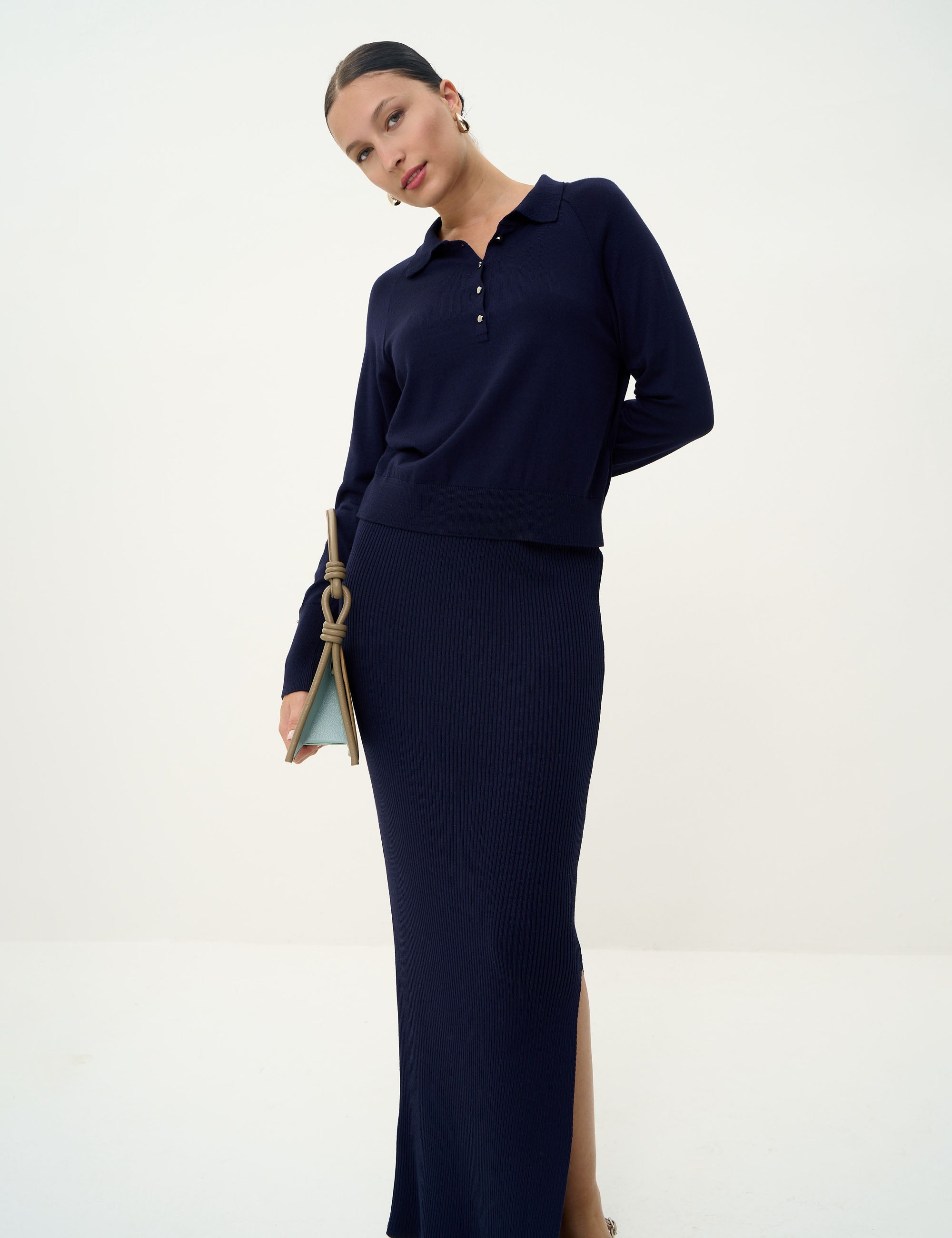 Saia Ariela Tricot Marinho