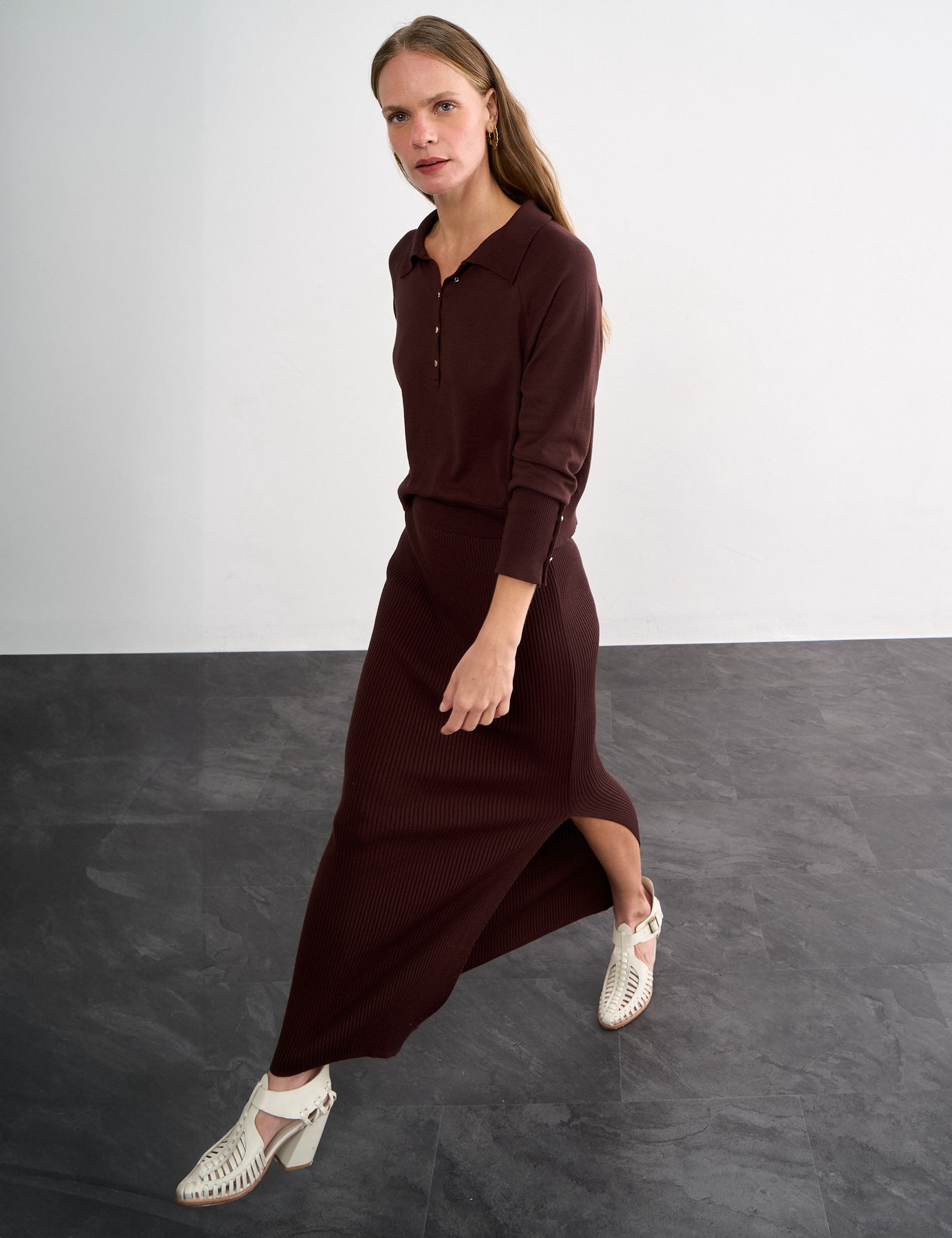 Saia Ariela Tricot Marrom