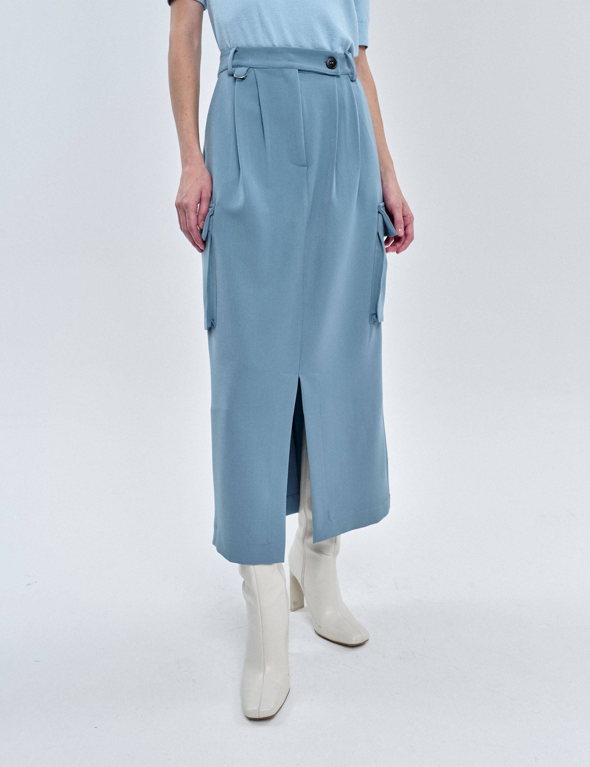 Saia Brune Alfaiataria Azul