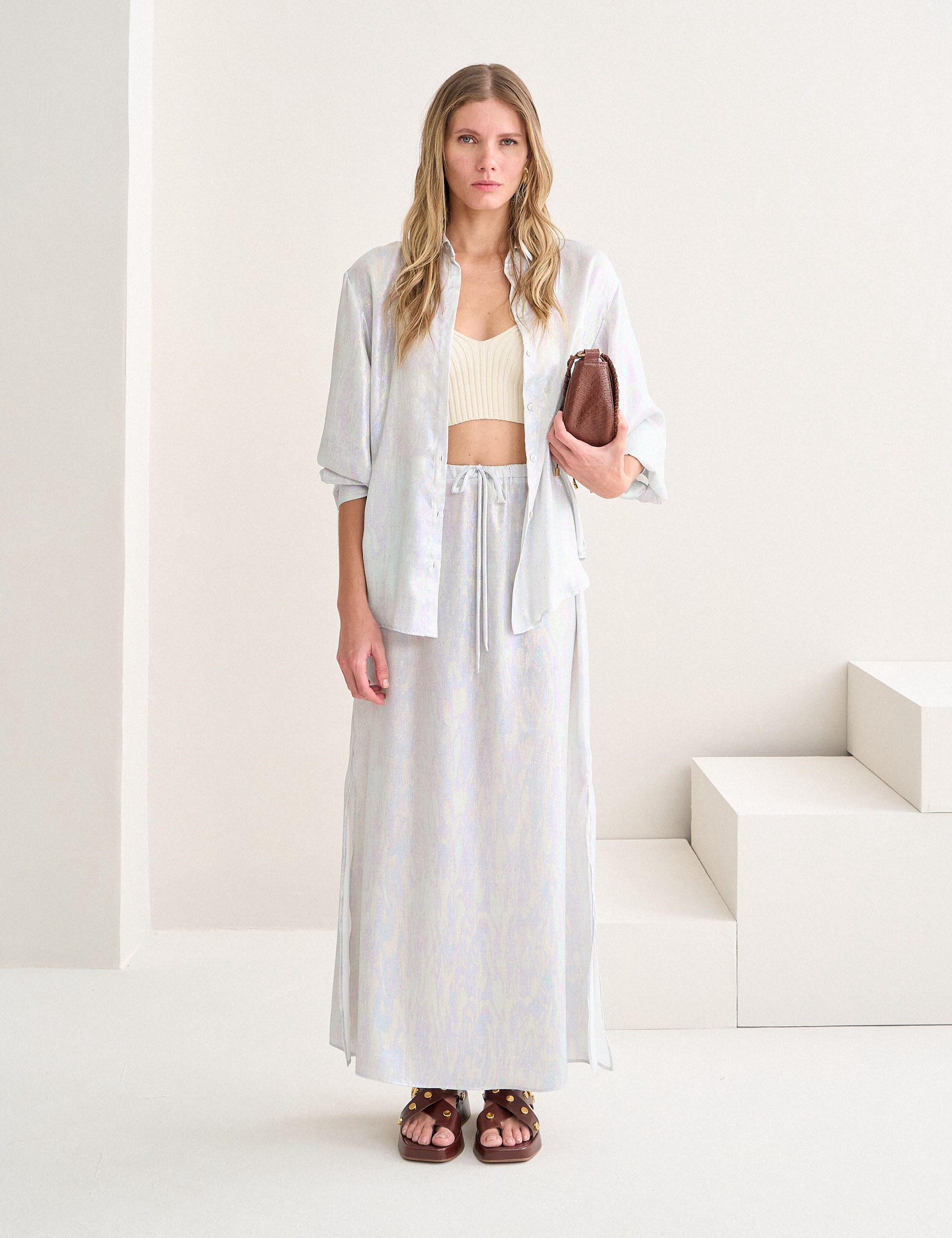 Saia Camile Holográfica Silver