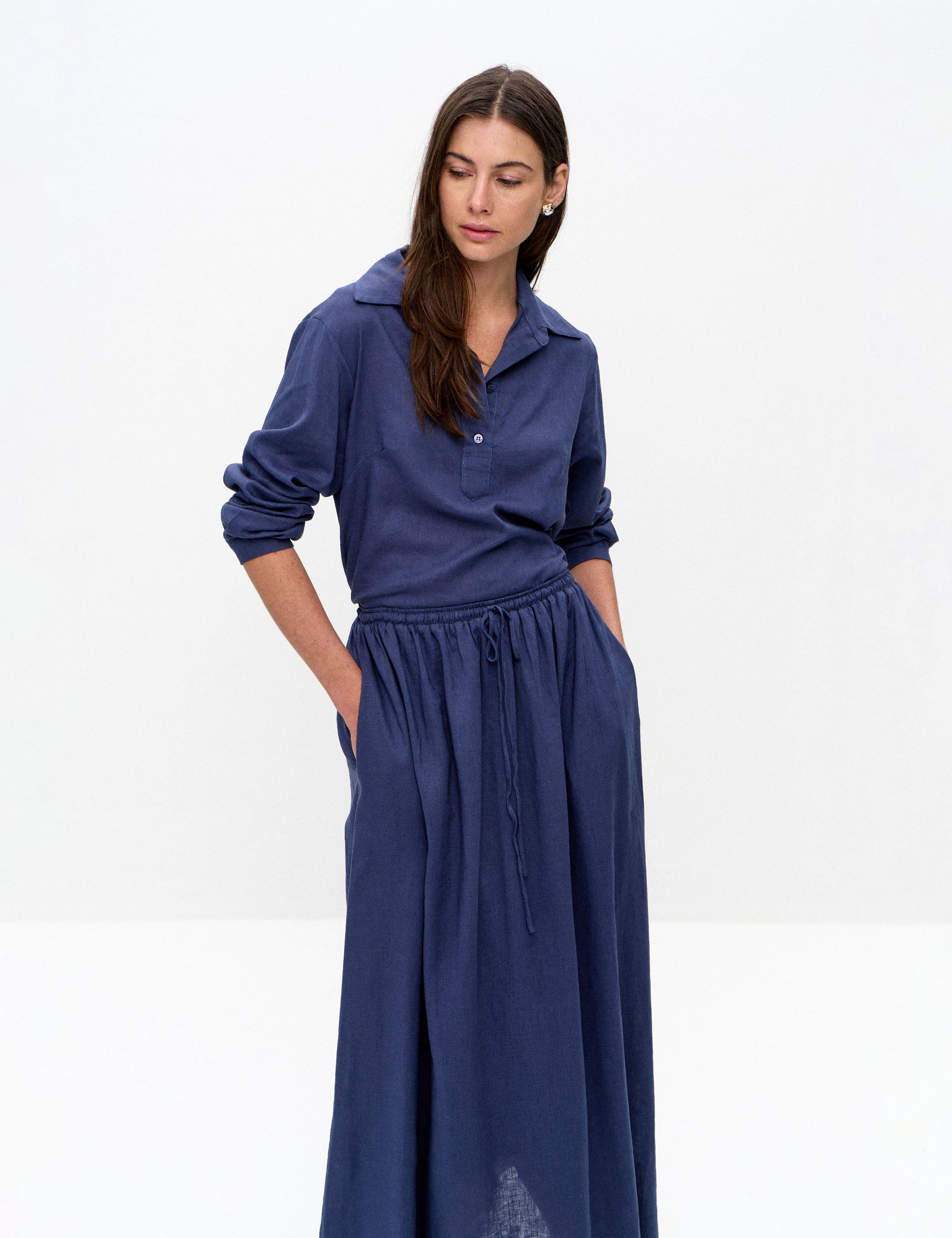 Saia Ceci Viscolinho Marinho