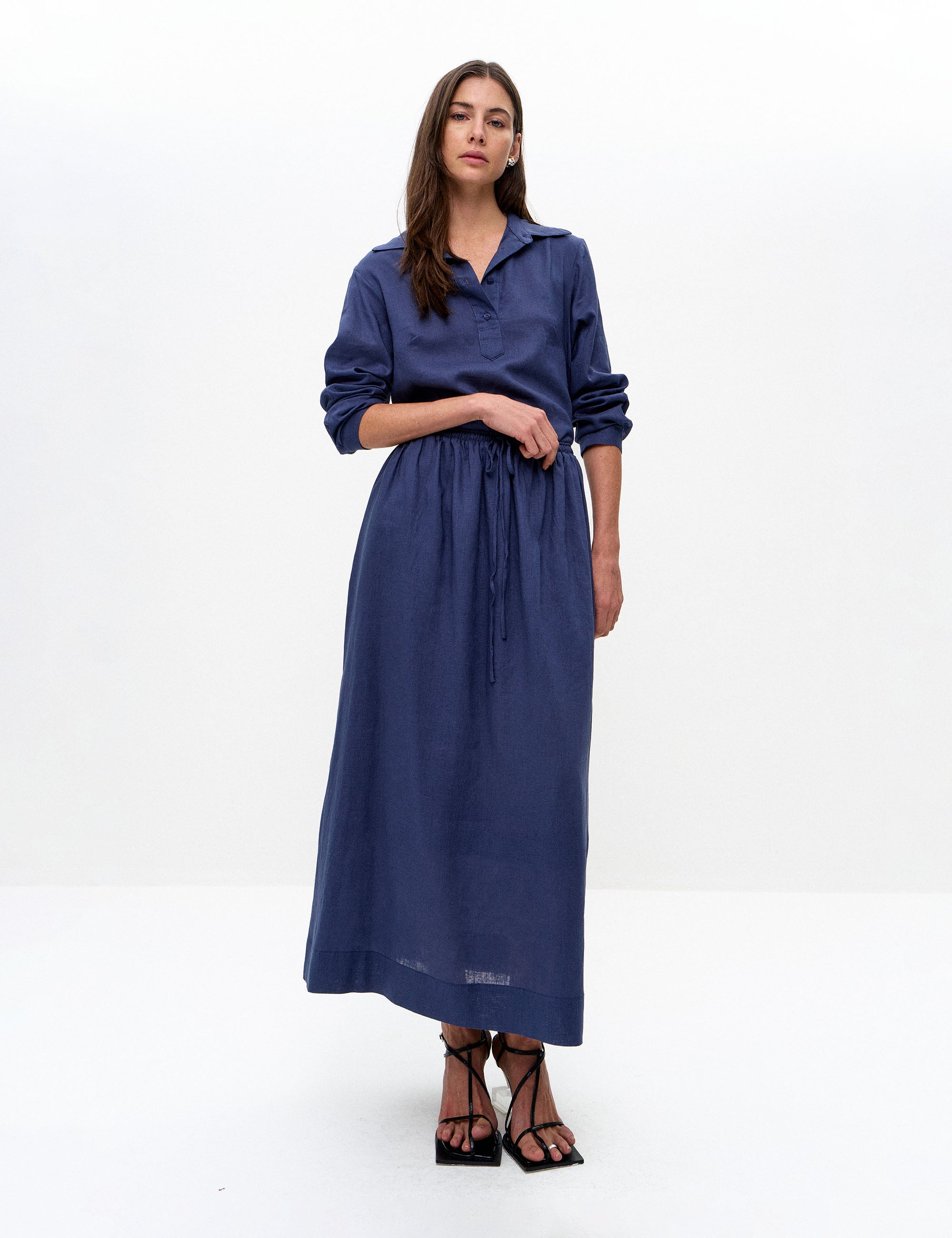 Saia Ceci Viscolinho Marinho