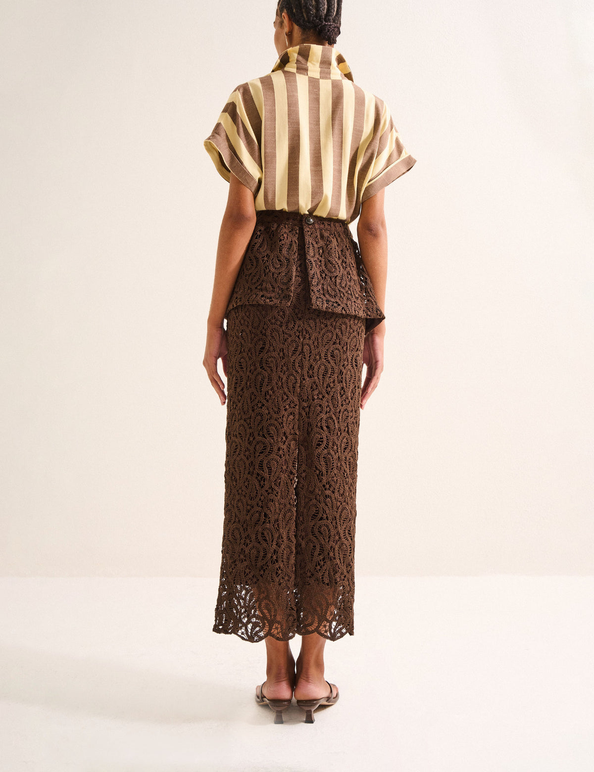 Saia Filomena Peplum Marrom