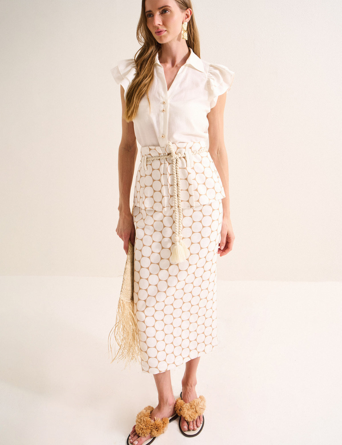 Saia Fiore Peplum Off White