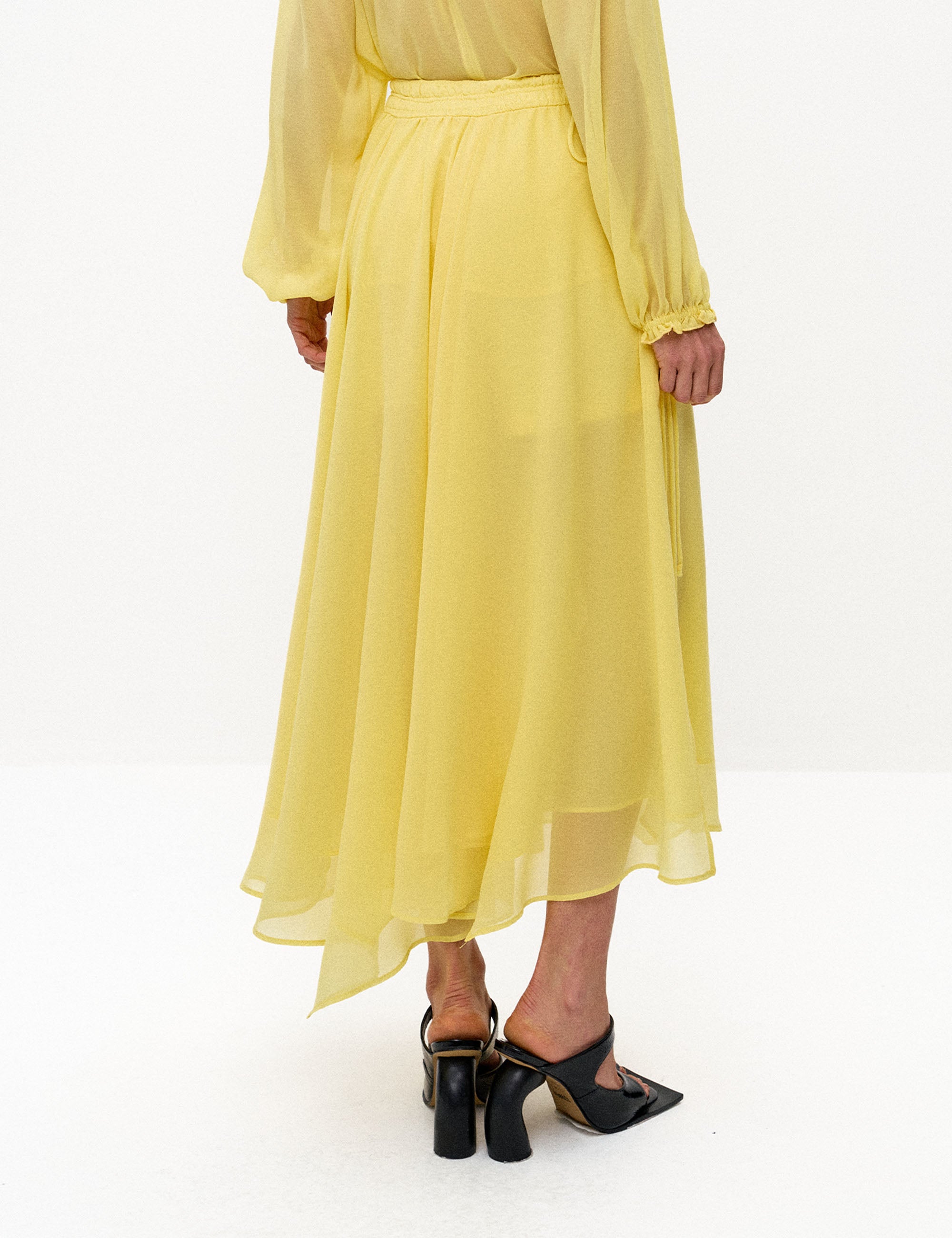 Saia Gabriela Chifon Amarelo