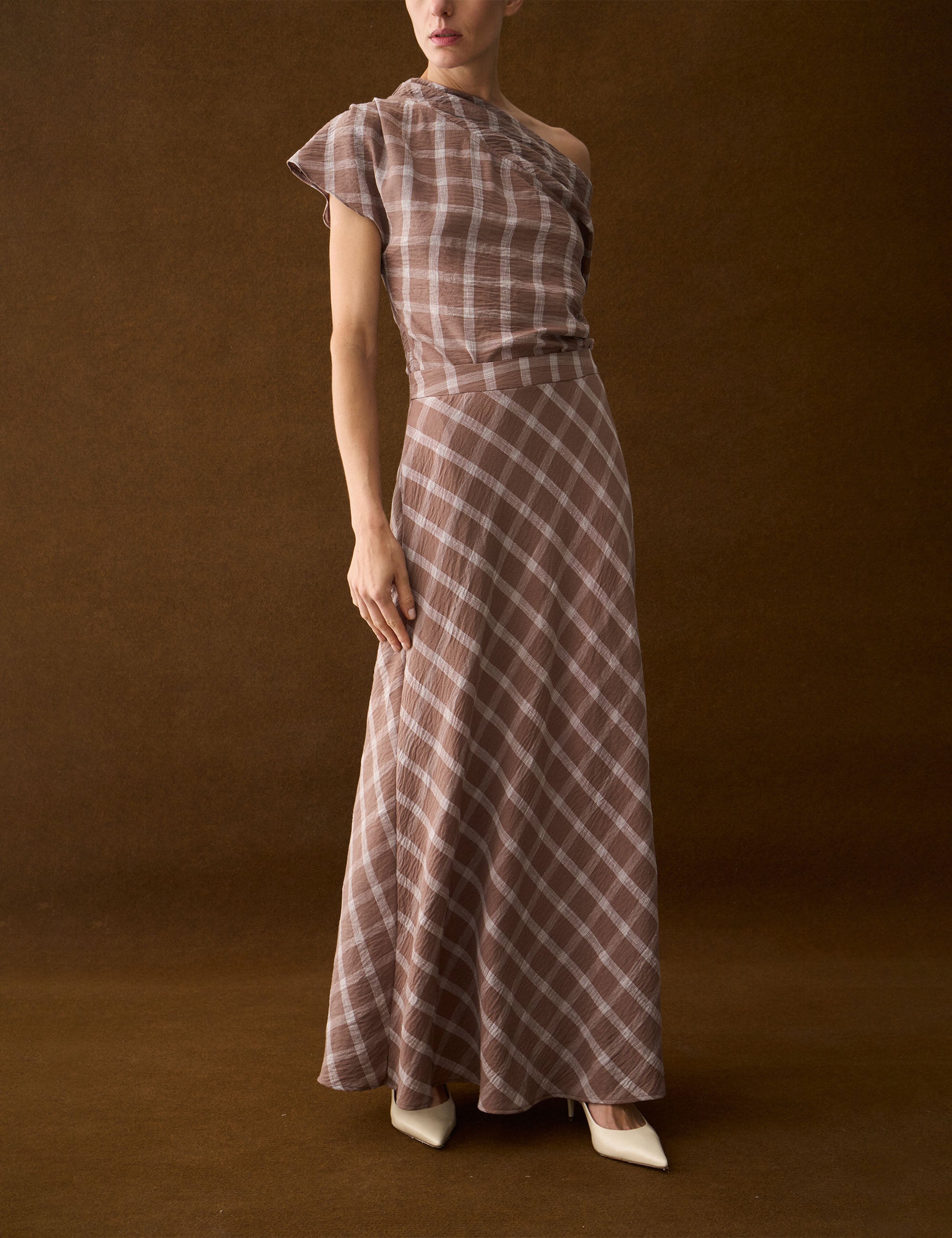 Saia Graziela Xadrez Marrom