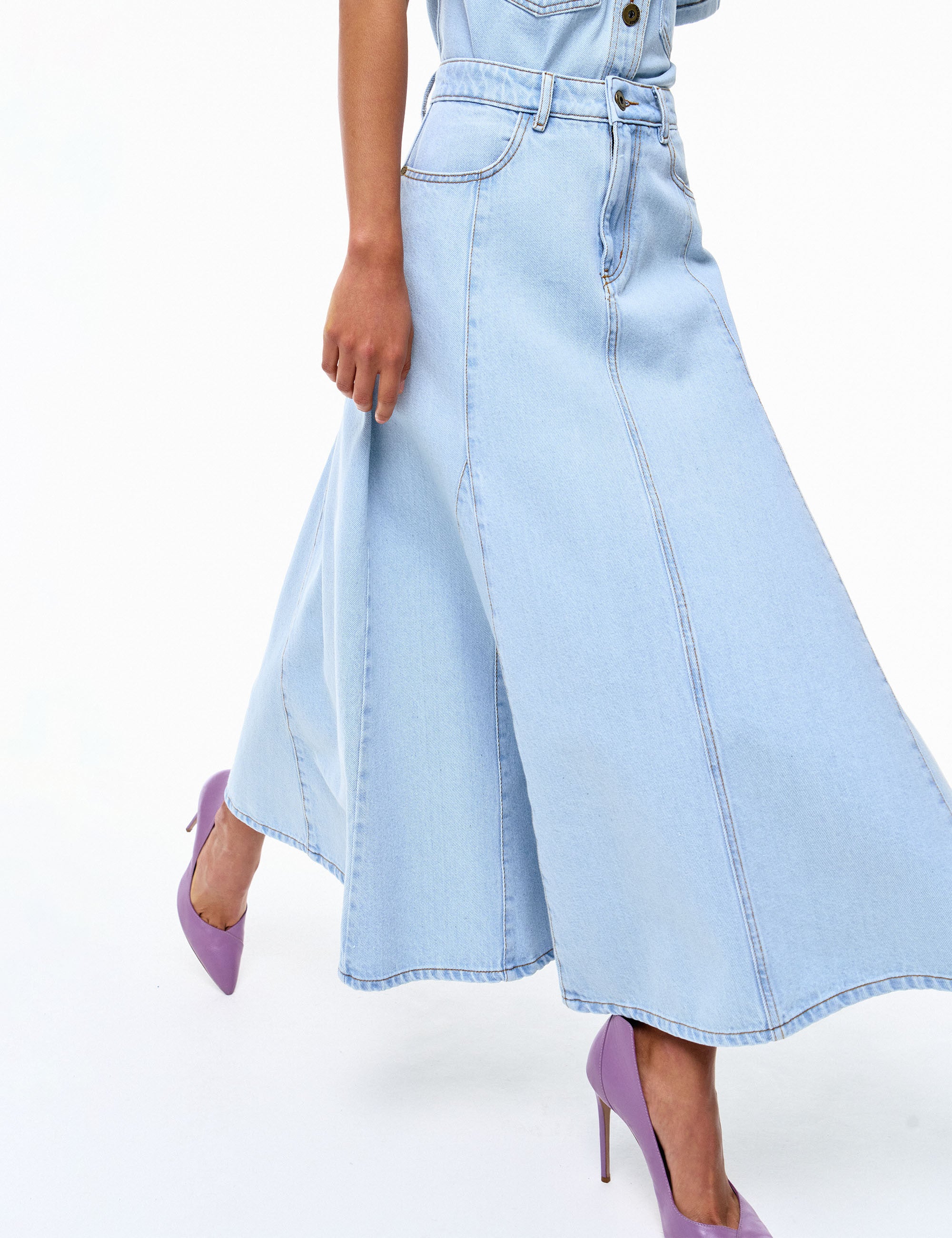 Saia Helena Jeans Claro