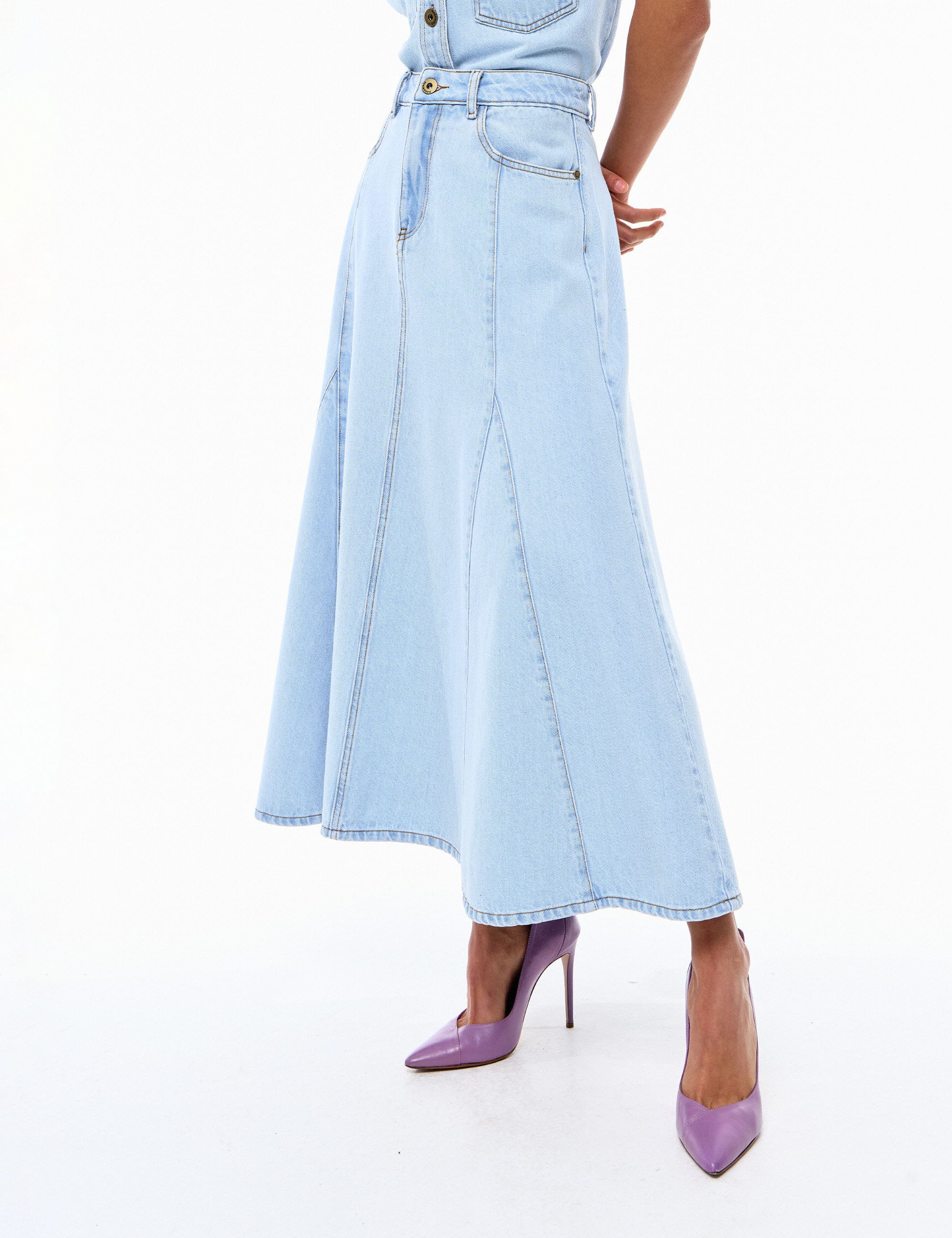 Saia Helena Jeans Claro