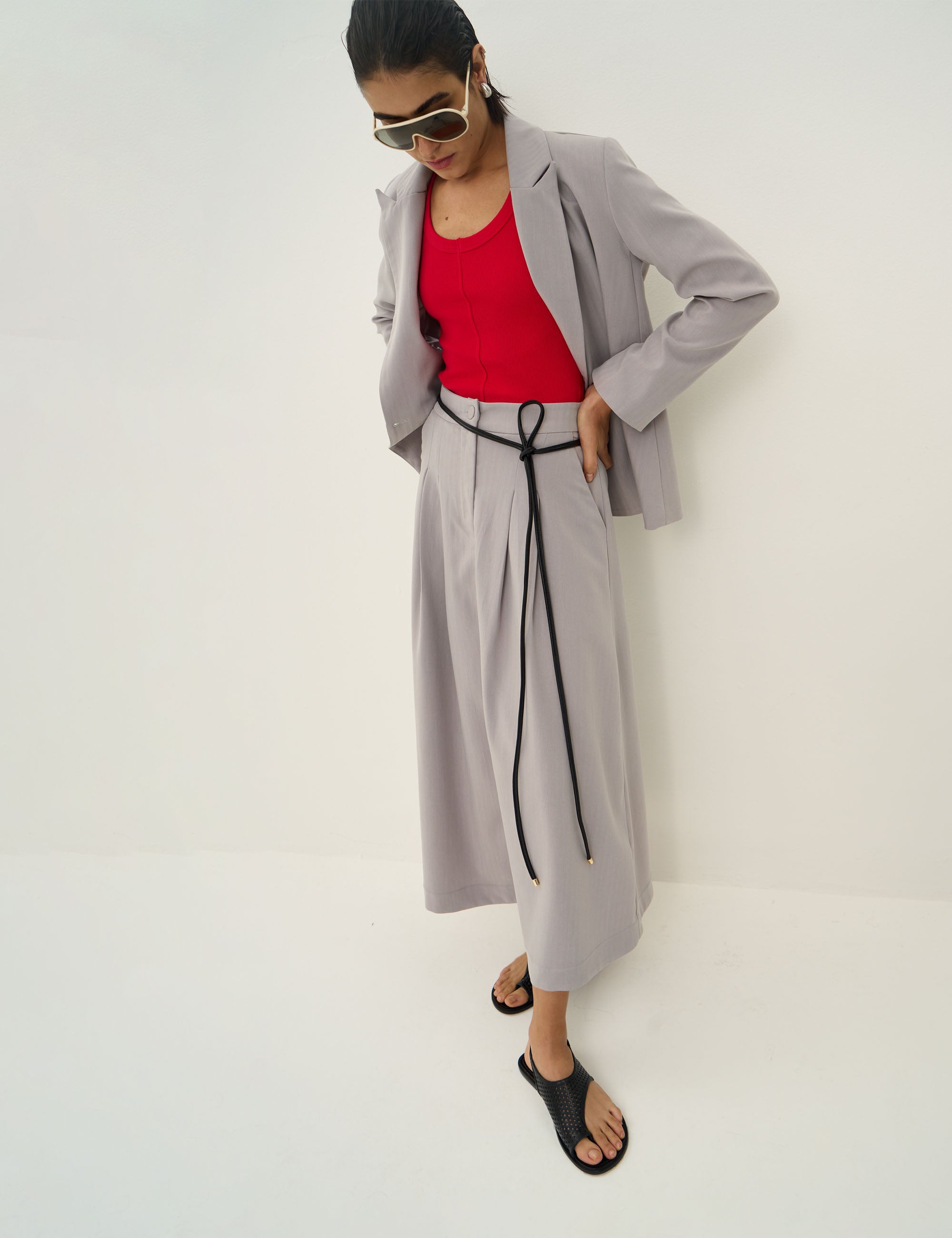 Saia Kaylee Alfaiataria Cinza